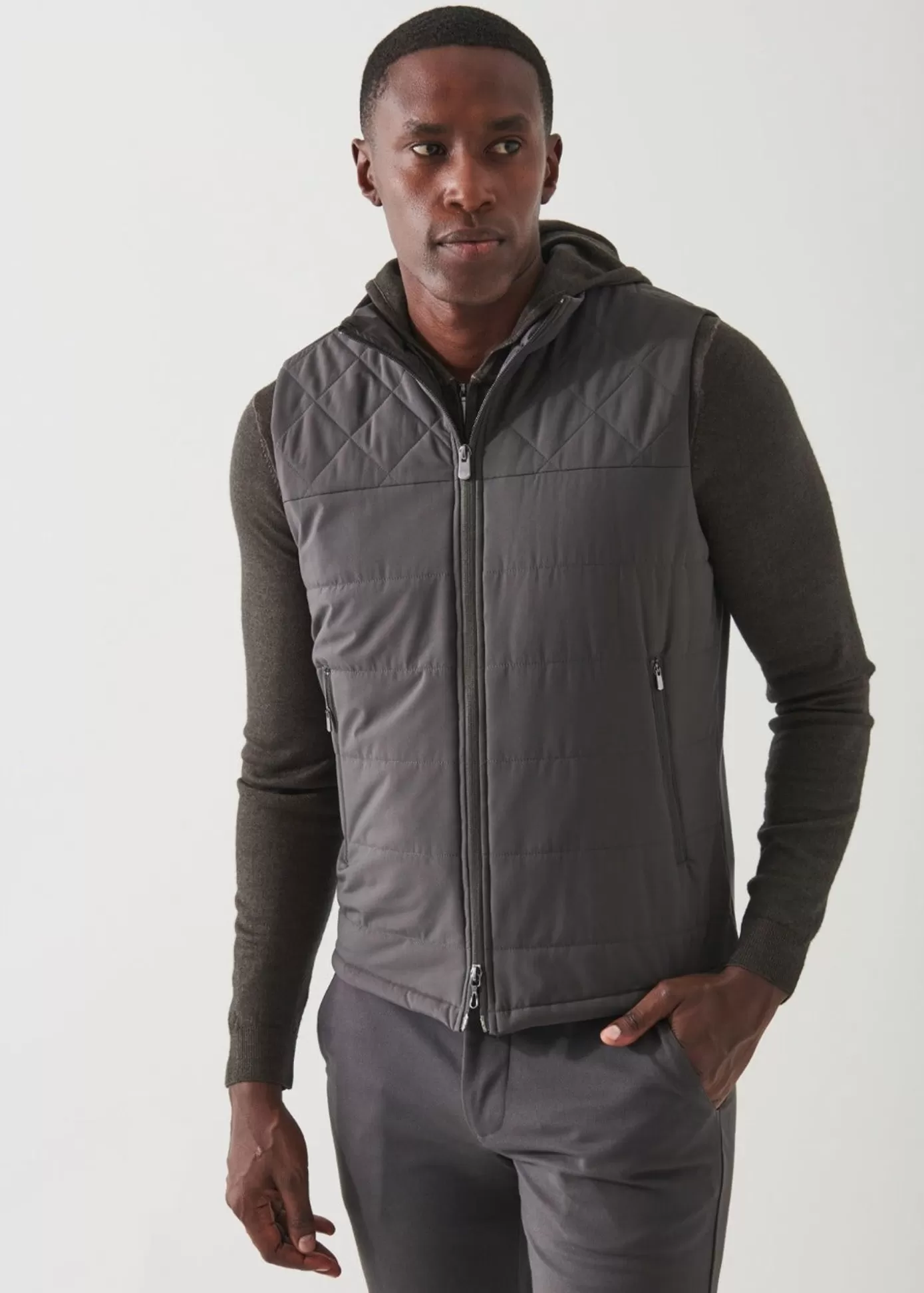 PATRICK ASSARAF Active Mix-Media Quilted Vest Shop