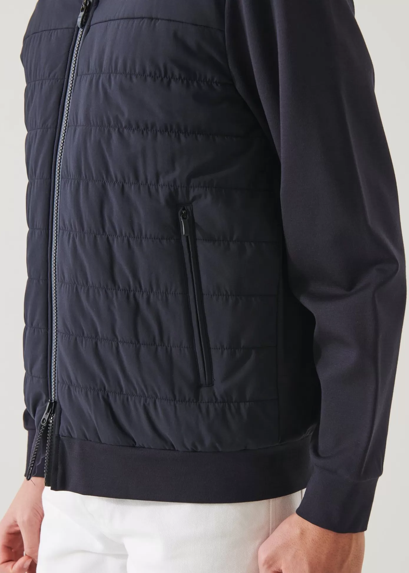 PATRICK ASSARAF Active Quilted Mix-Media Hoodie Flash Sale