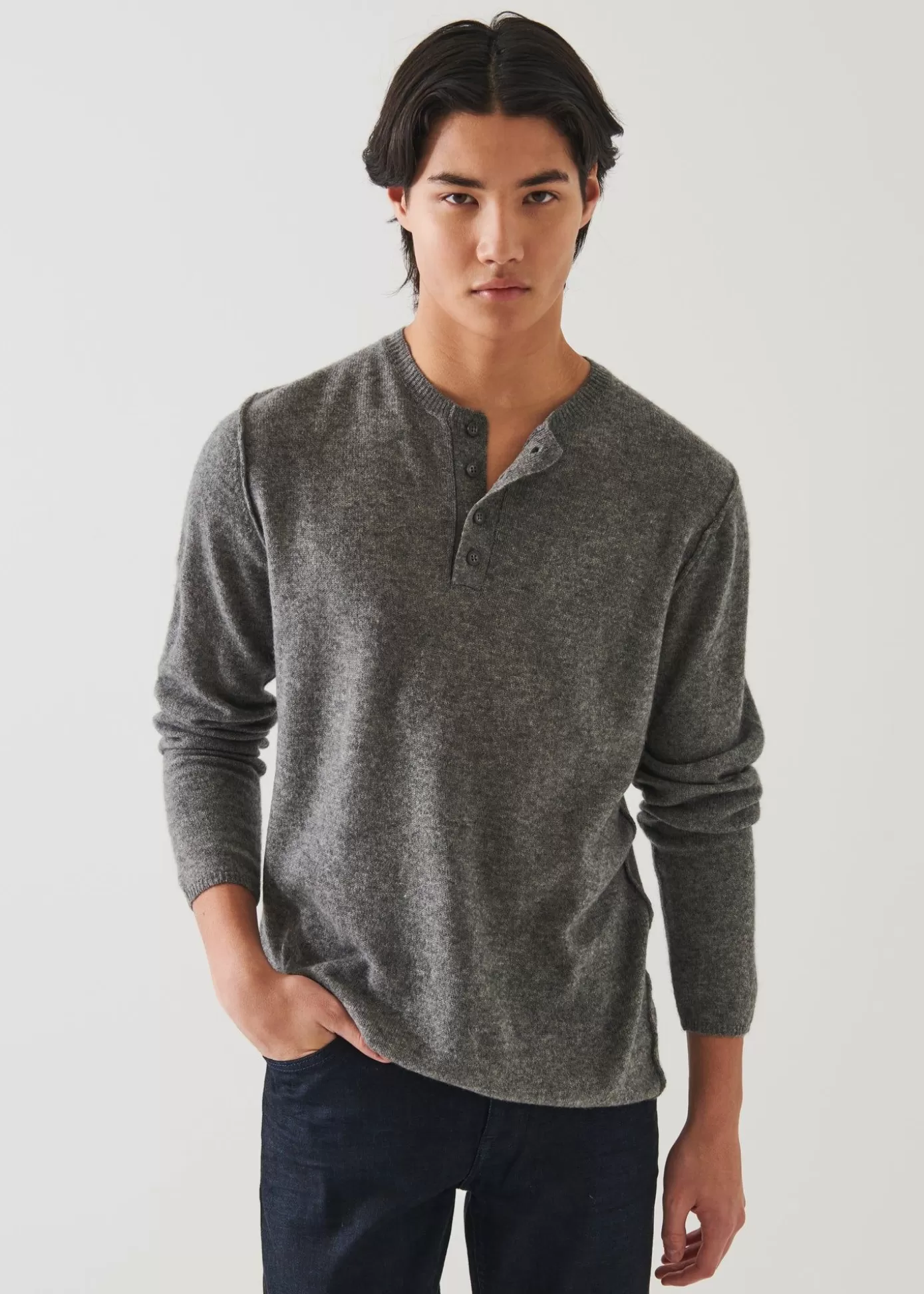 PATRICK ASSARAF Air Cashmere Henley Sweater New