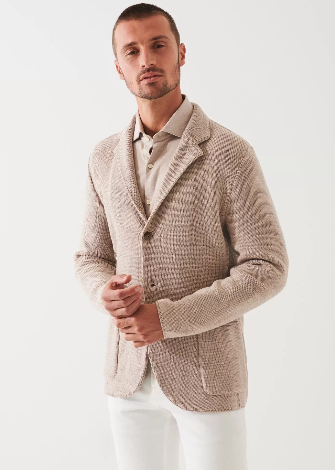 PATRICK ASSARAF Cardigan Stitch Merino Wool 3-Button Blazer Sale