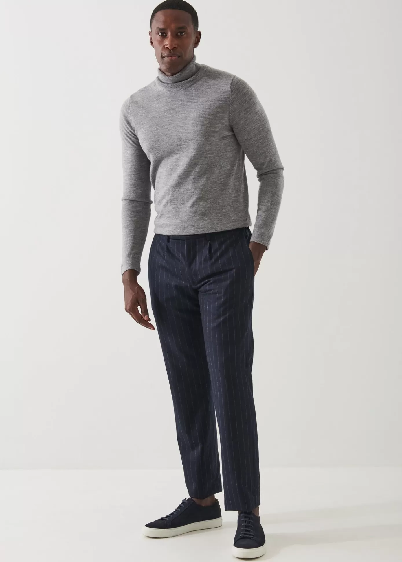 PATRICK ASSARAF Chalk Stripe Wool Drawstring Pant Online