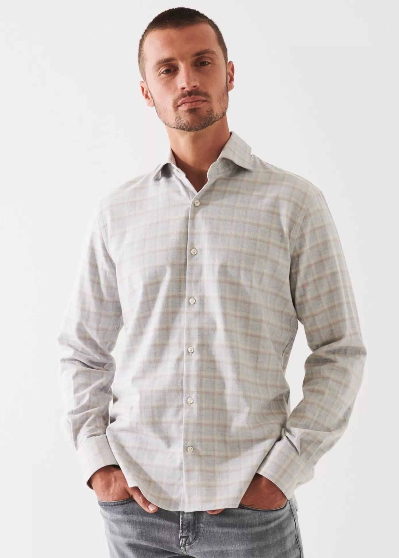 PATRICK ASSARAF Checked Flannel Cotton Shirt Store