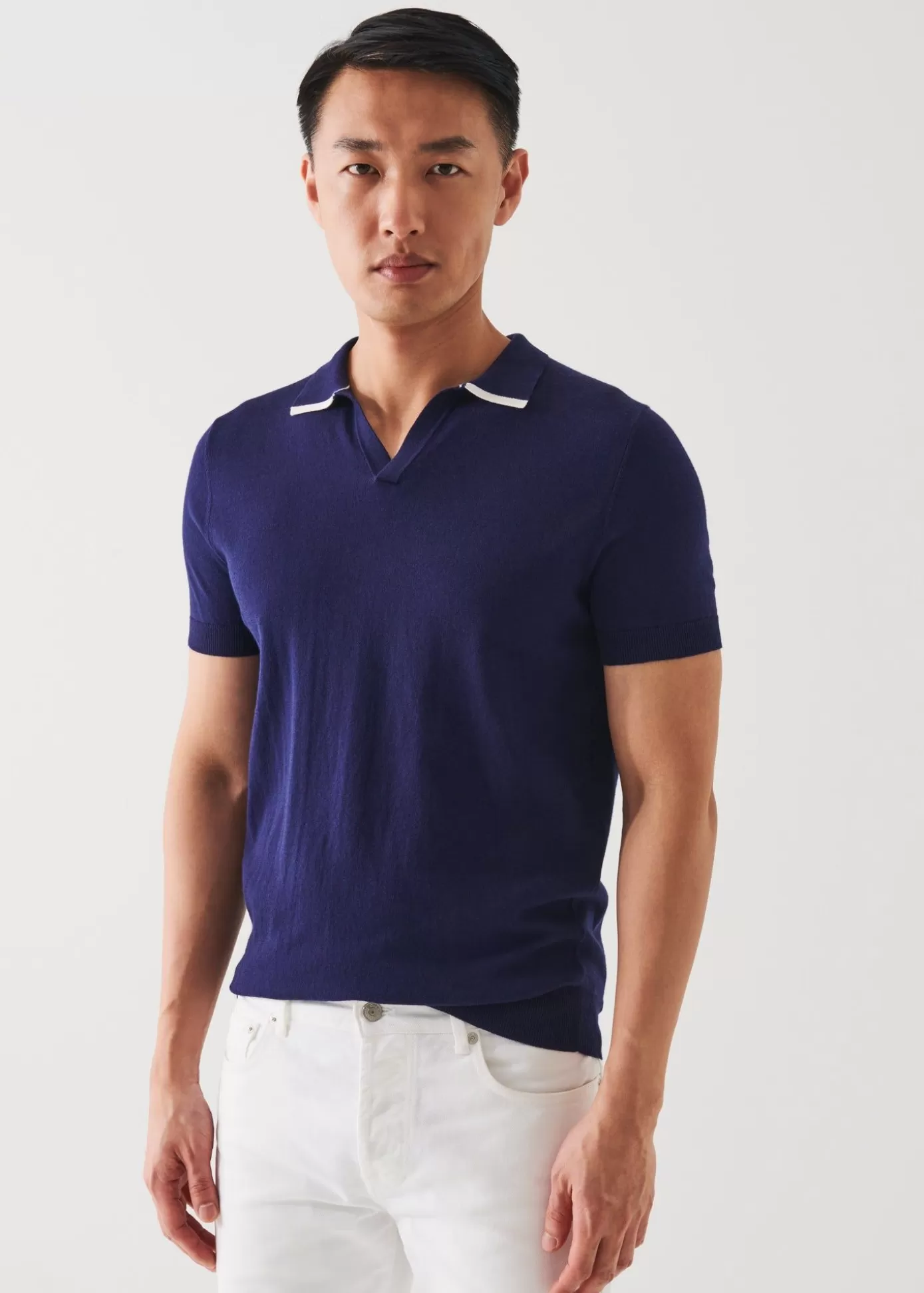 PATRICK ASSARAF Cotton Blend Open Polo Best