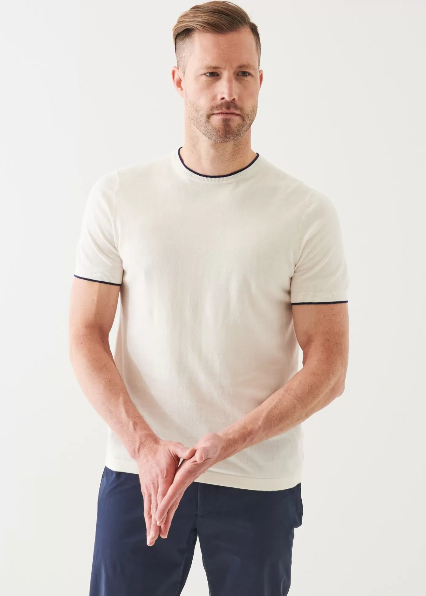 PATRICK ASSARAF Cotton Blend Short Sleeve Crewneck Clearance