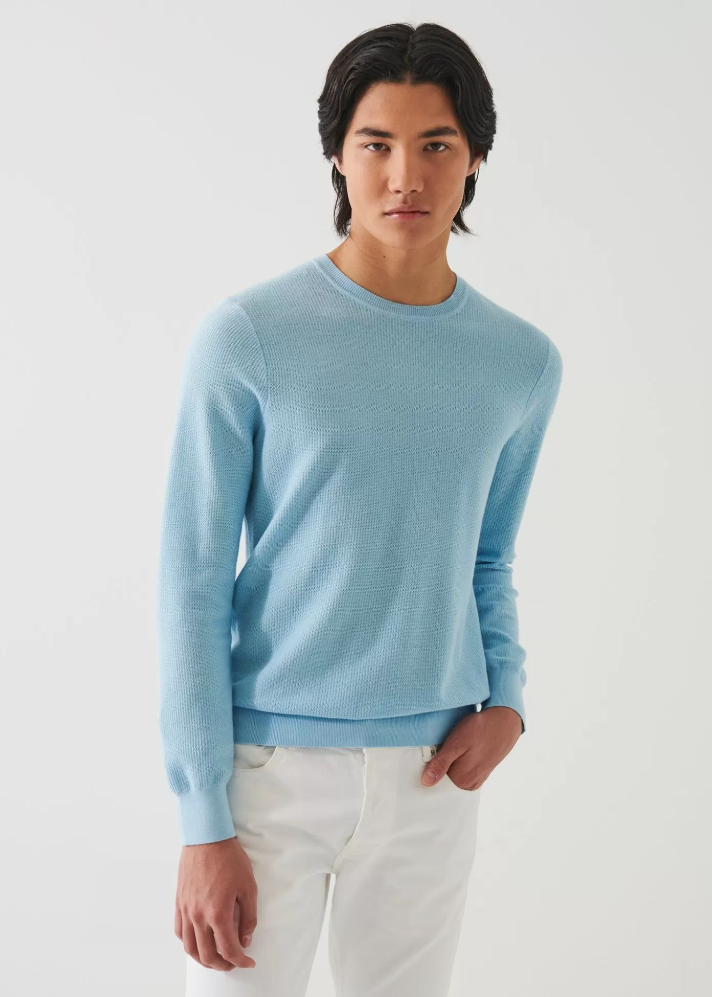 PATRICK ASSARAF Cotton Cashmere Crochet Crewneck Discount