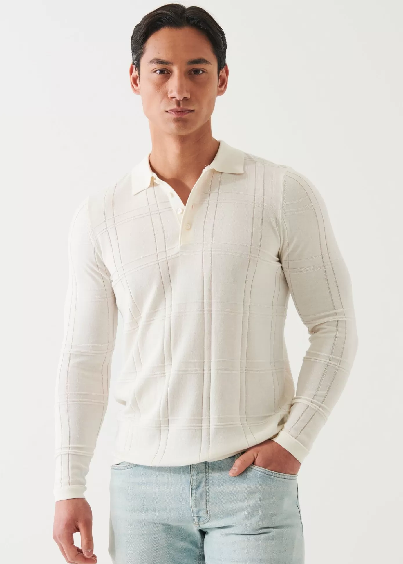 PATRICK ASSARAF Cotton Cupro Long Sleeve Polo Clearance