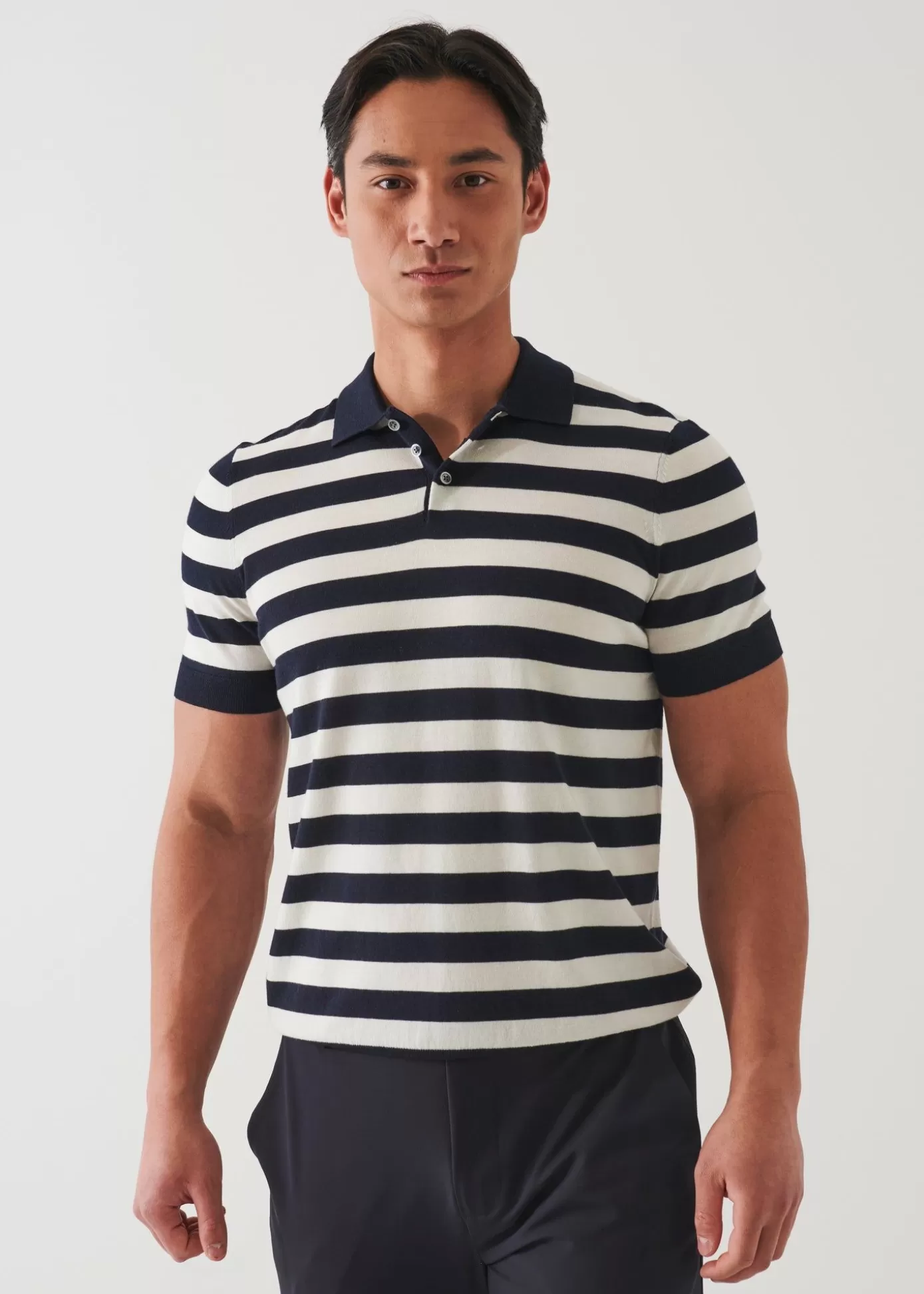 PATRICK ASSARAF Cotton Cupro Striped Polo New