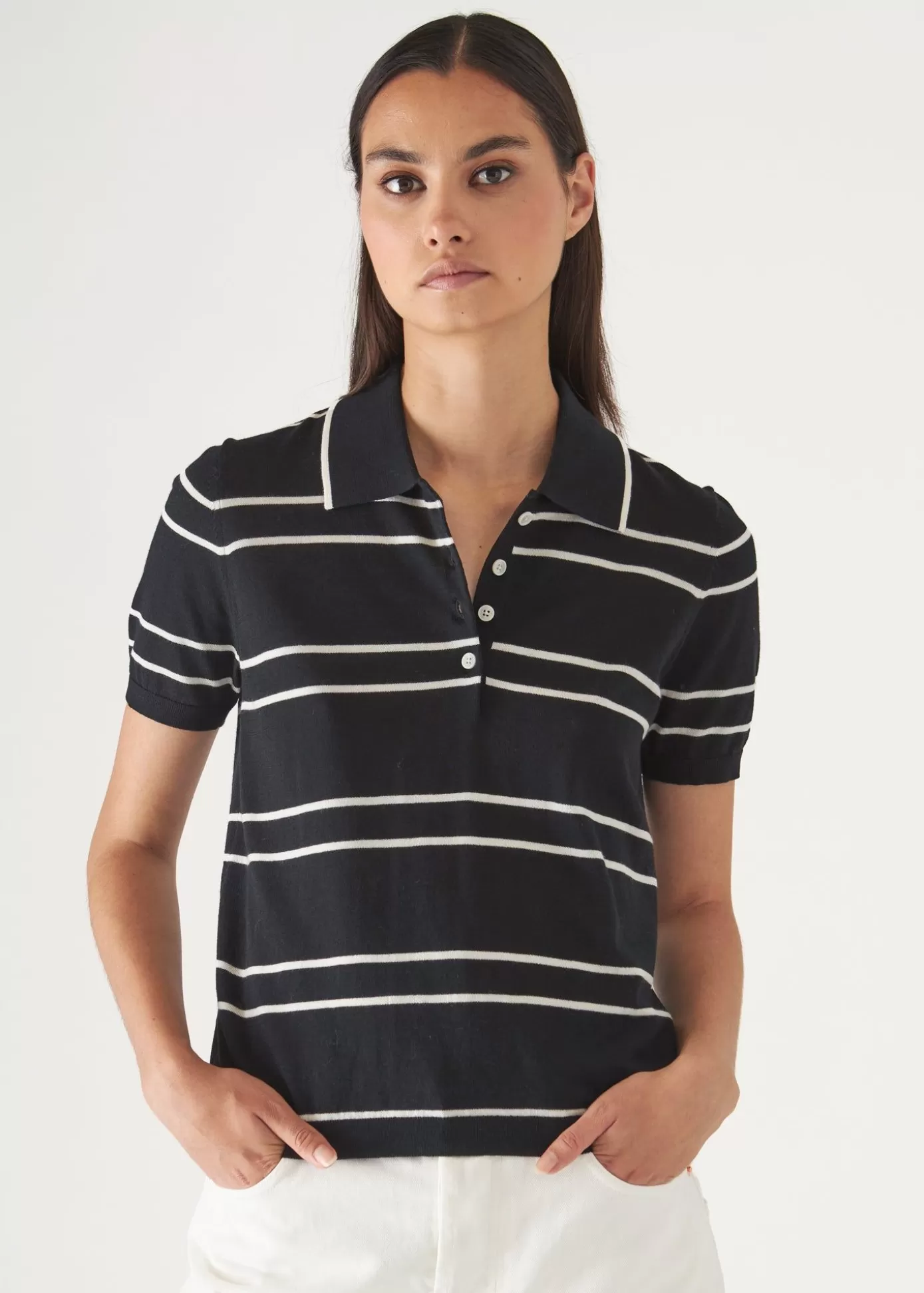 PATRICK ASSARAF Cotton Cupro Striped Short Sleeve Polo Sale