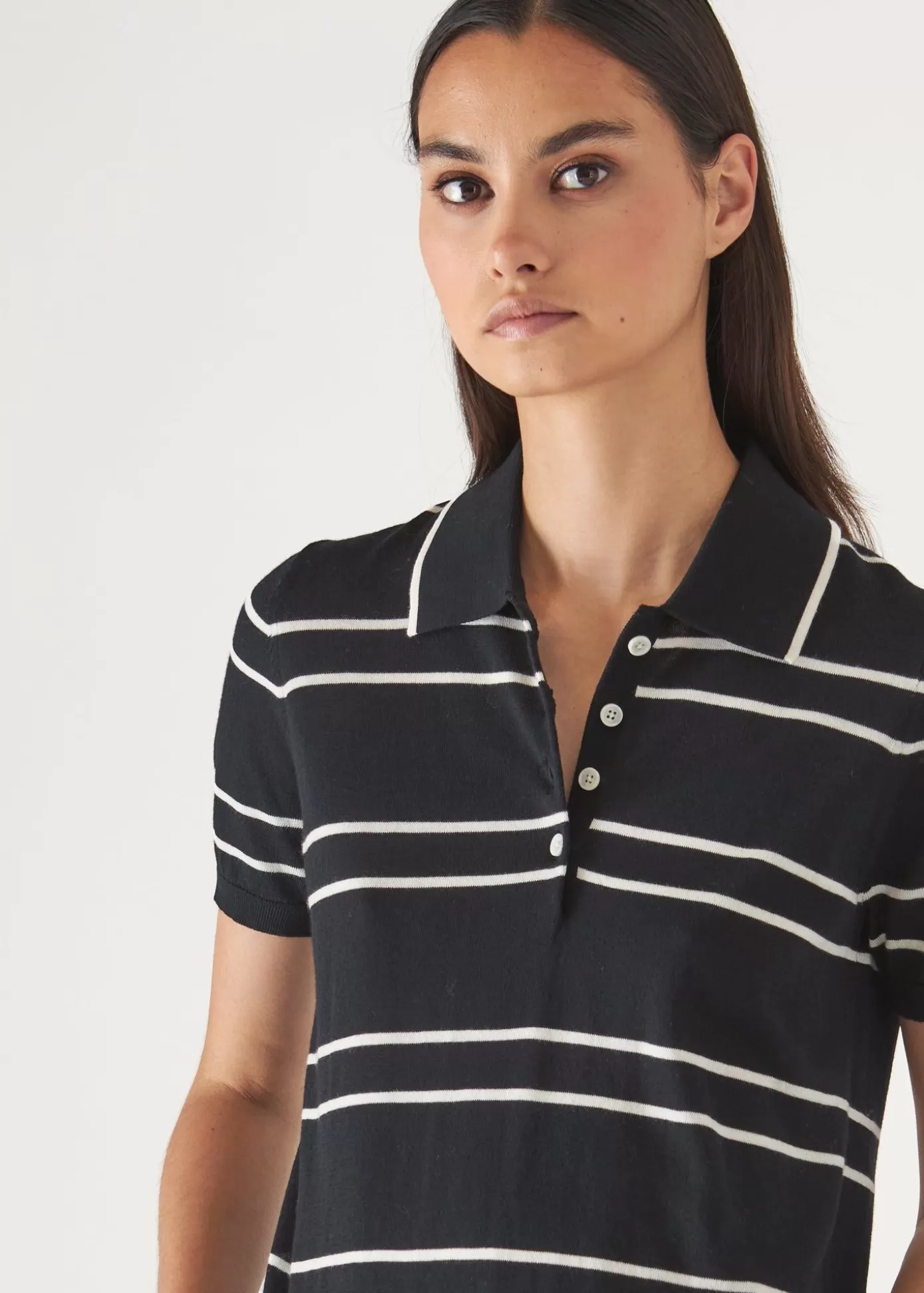 PATRICK ASSARAF Cotton Cupro Striped Short Sleeve Polo Sale