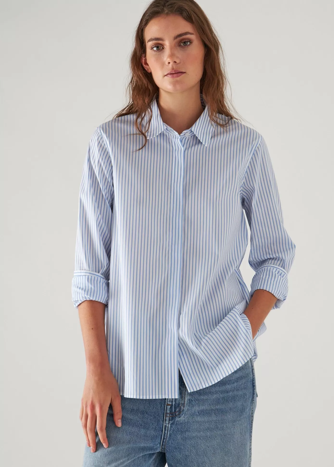 PATRICK ASSARAF Cotton Stretch Striped Shirt Cheap