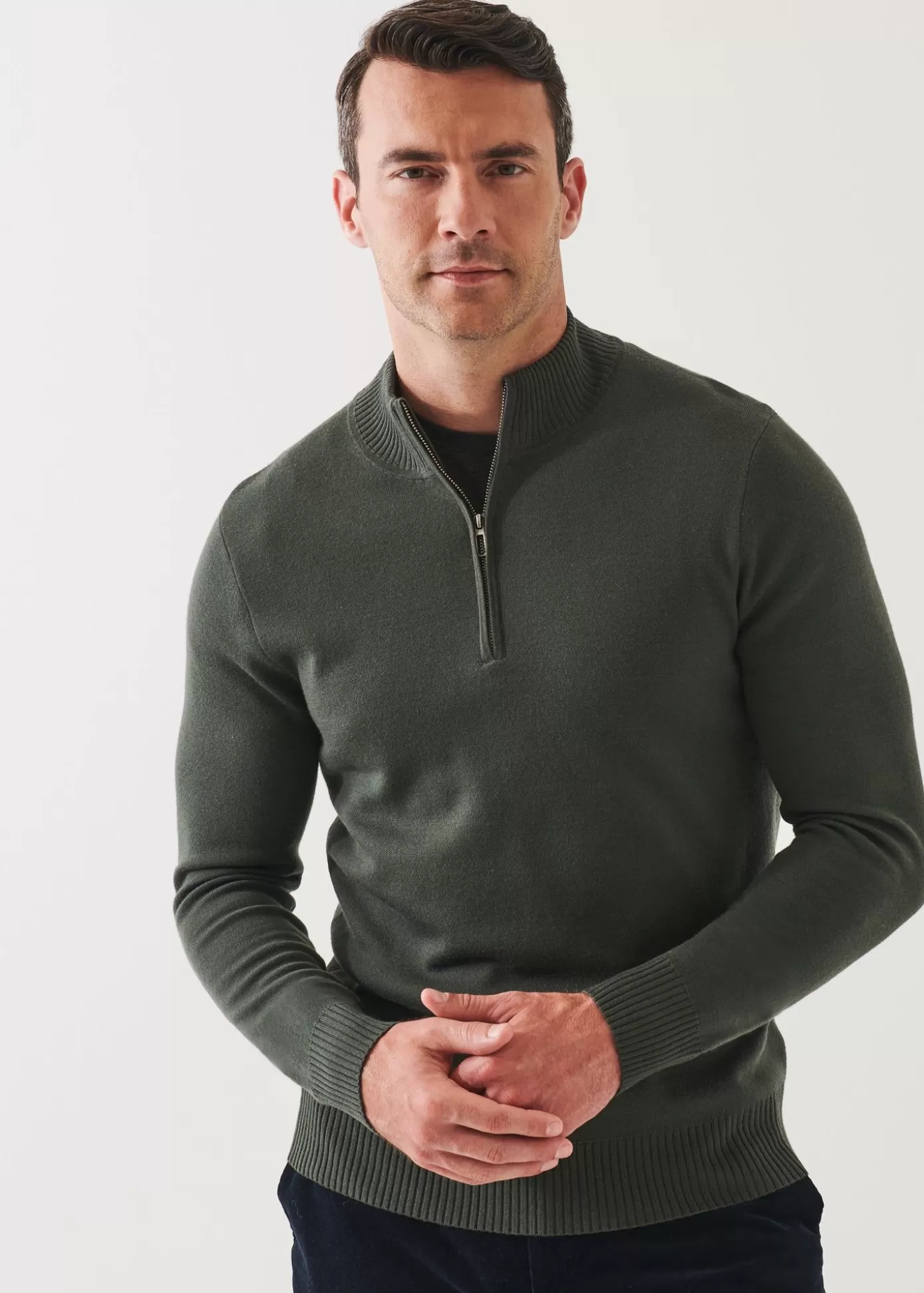 PATRICK ASSARAF Double-Face Quarter Zip Mock Neck Sale