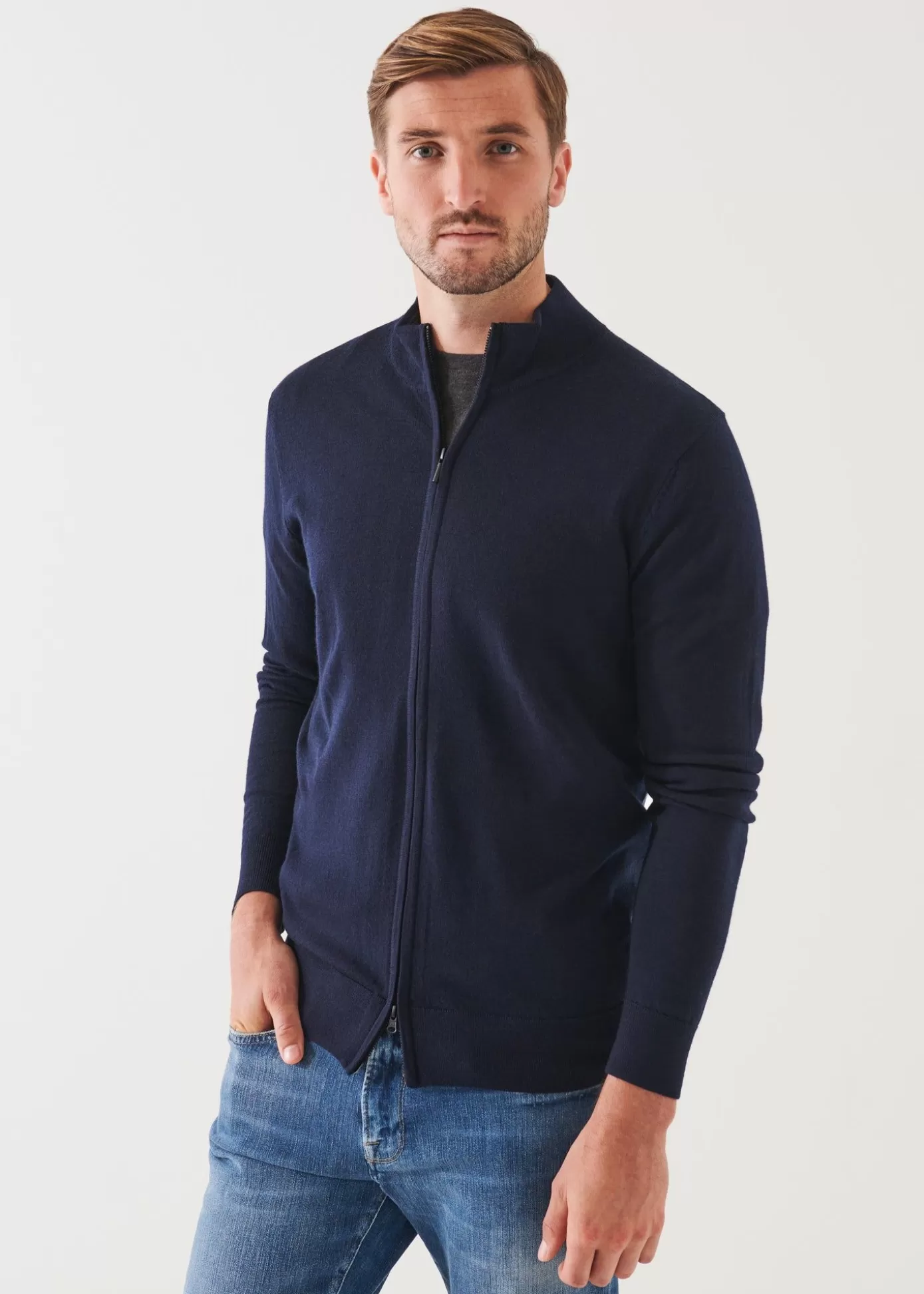 PATRICK ASSARAF Extra-Fine Merino Full Zip New