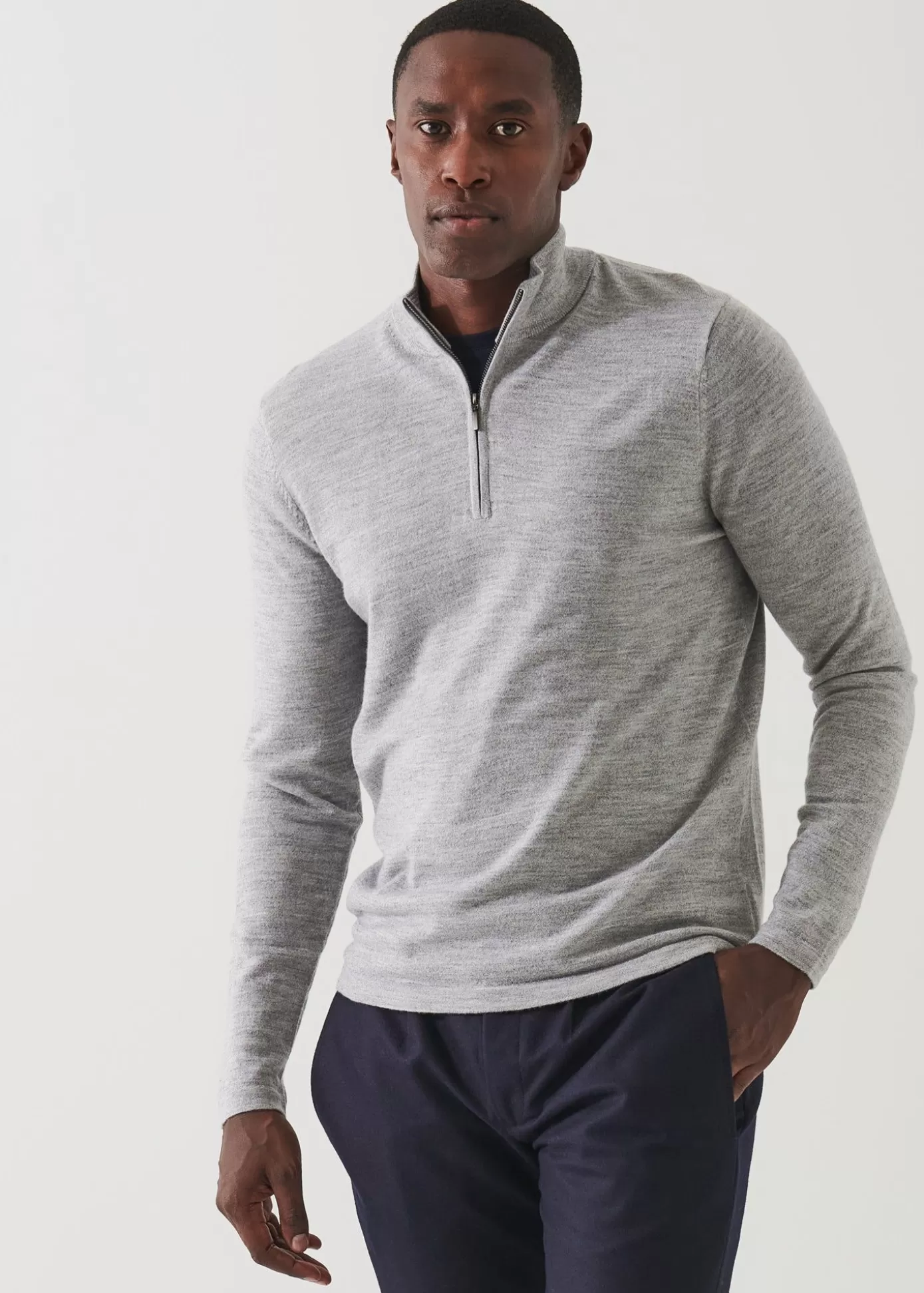 PATRICK ASSARAF Extra-Fine Merino Quarter Zip New