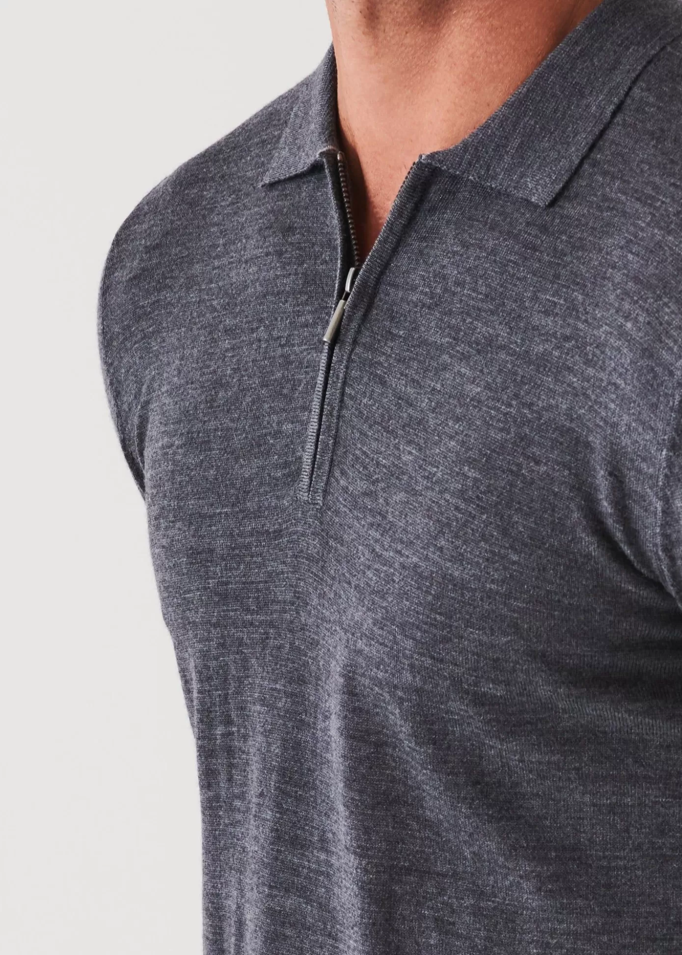 PATRICK ASSARAF Extra-Fine Merino Quarter Zip Polo Hot