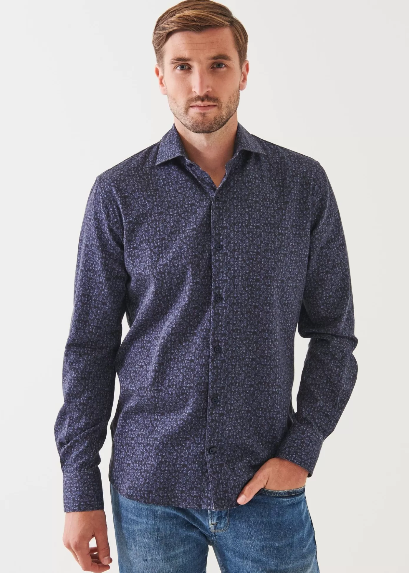 PATRICK ASSARAF Floral Print Cotton Shirt Hot