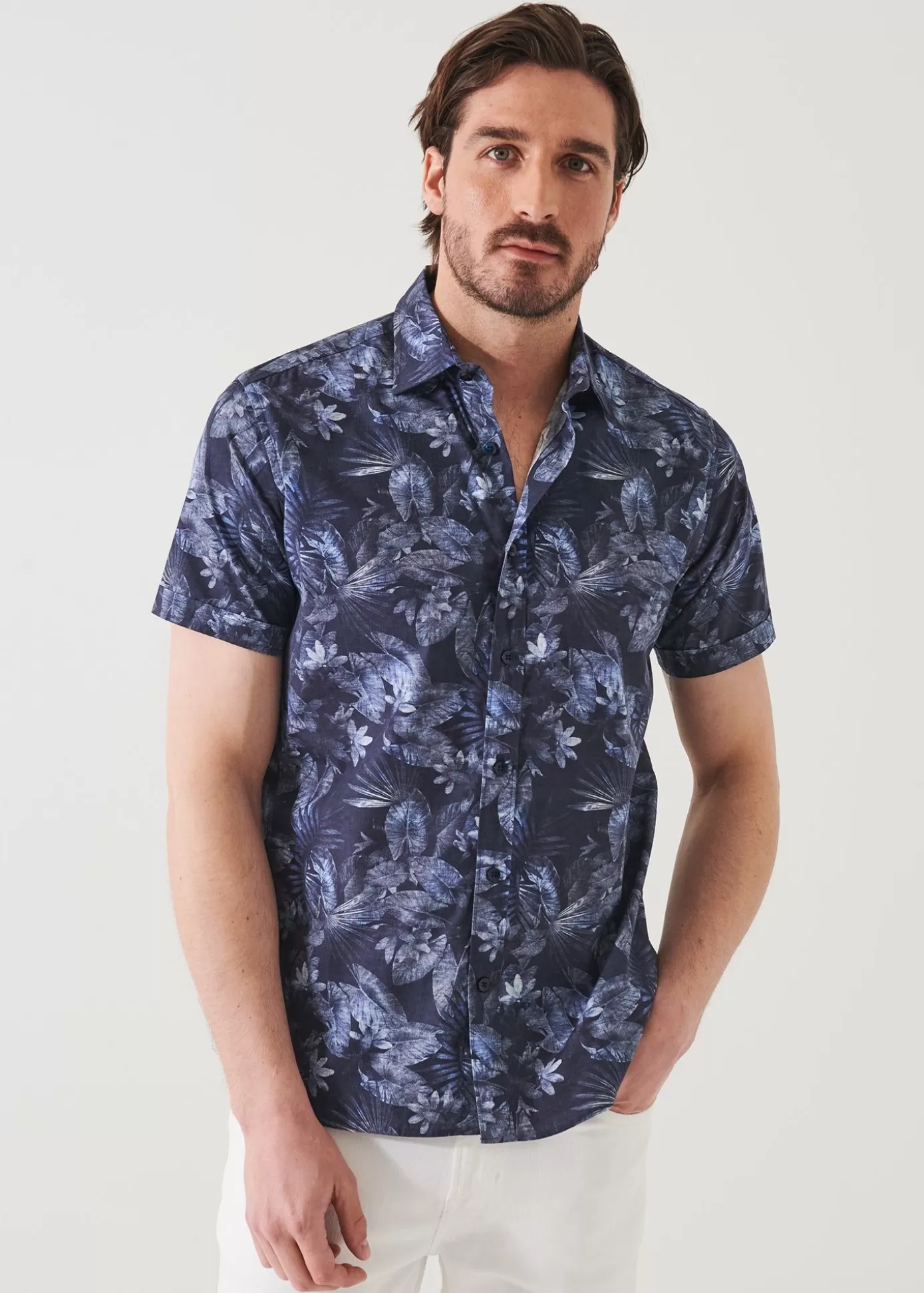 PATRICK ASSARAF Leaf Print Cotton Shirt Cheap