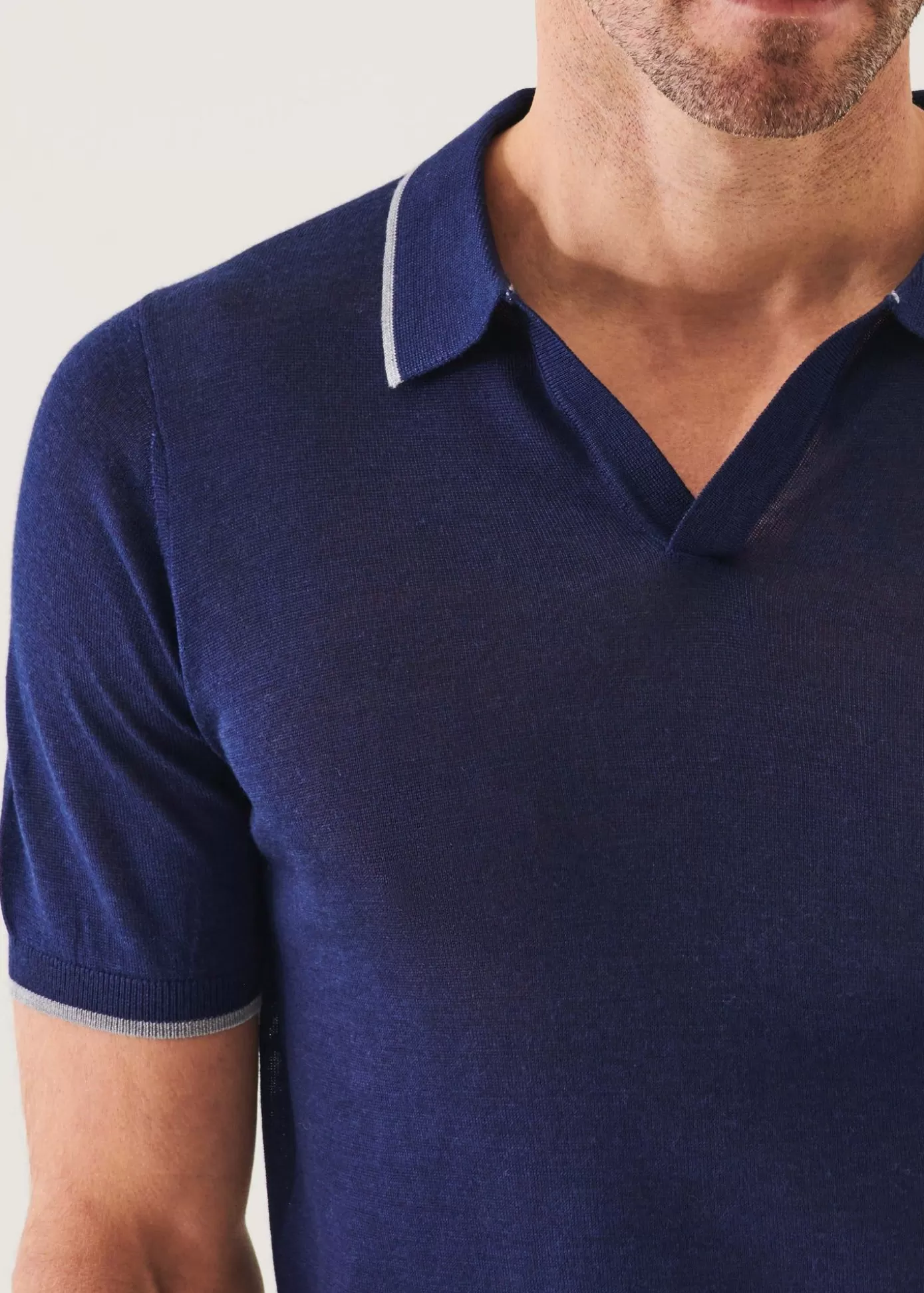 PATRICK ASSARAF Lightweight Merino Blend Open Polo Outlet