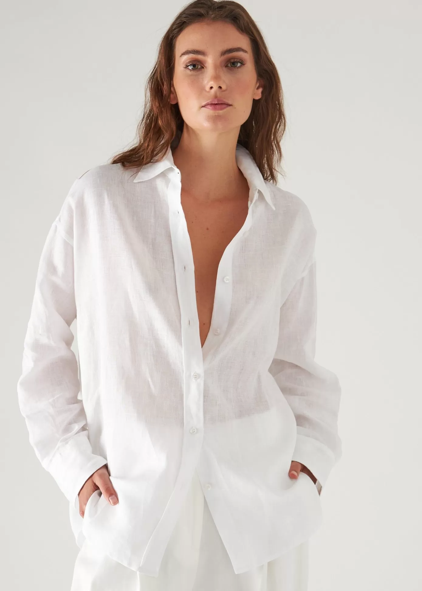 PATRICK ASSARAF Linen Boyfriend Shirt Hot