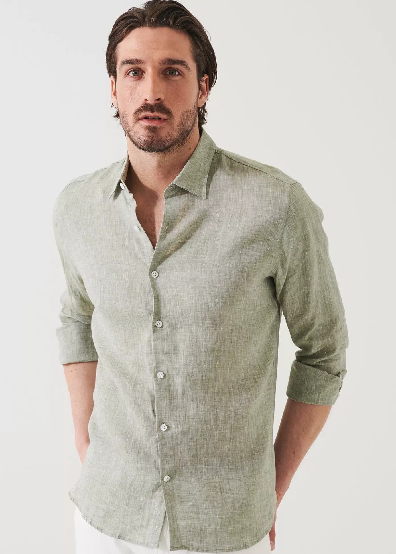 PATRICK ASSARAF Linen Chambray Shirt Flash Sale