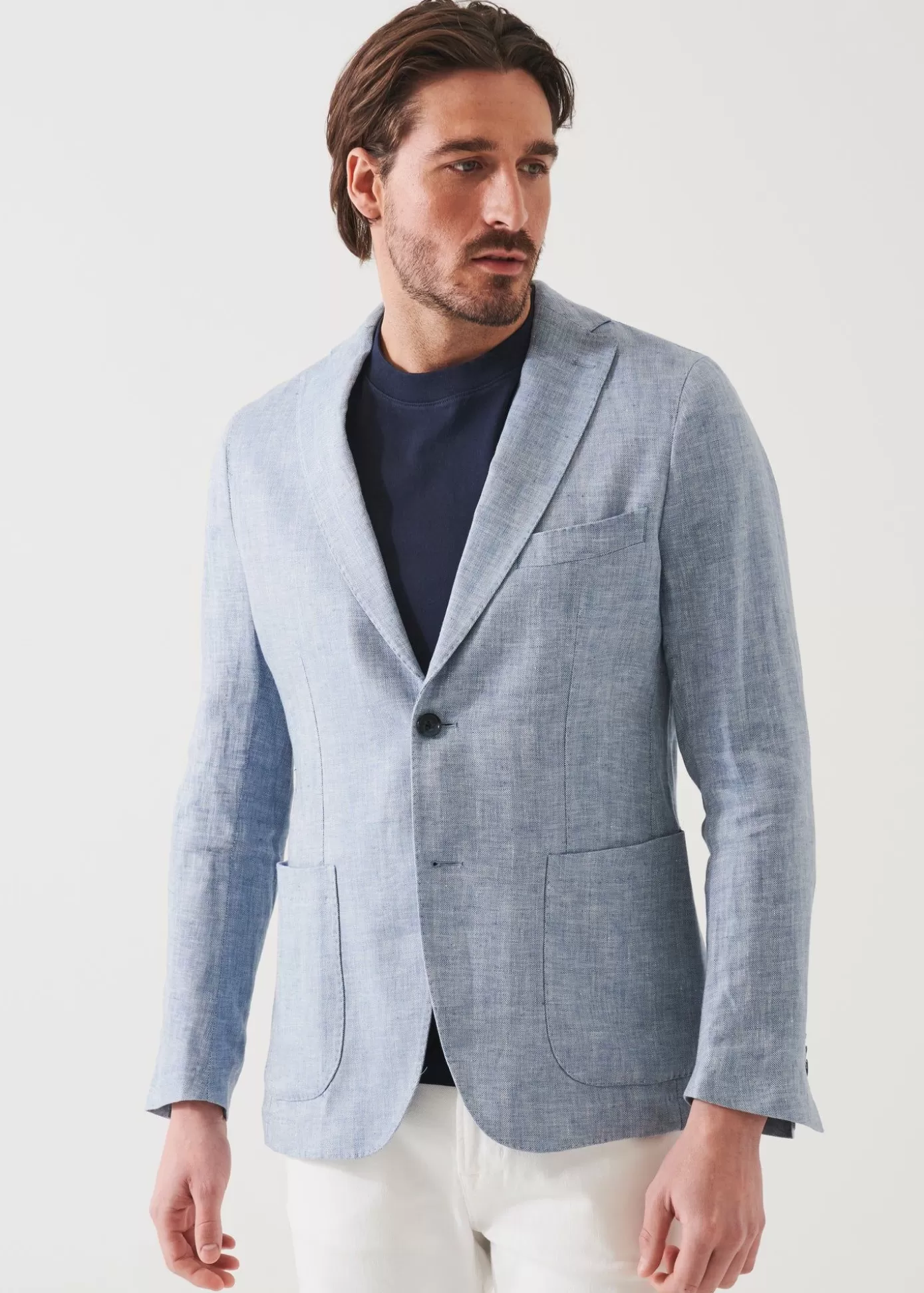 PATRICK ASSARAF Linen Herringbone Blazer Fashion