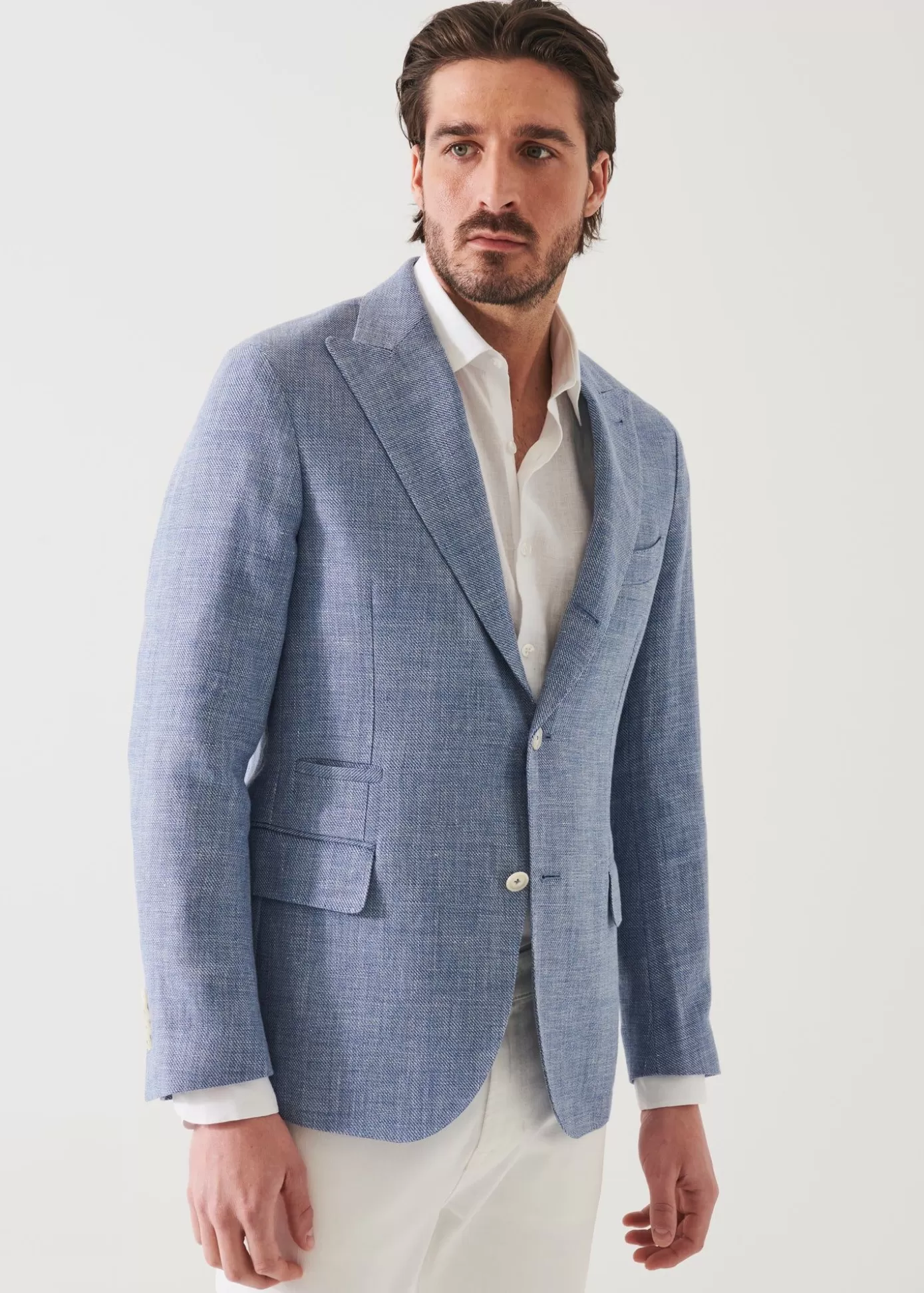 PATRICK ASSARAF Linen Wool Blend Peak Lapel Blazer Fashion