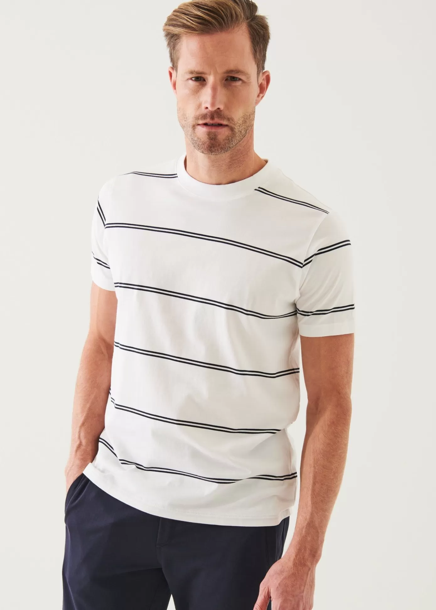 PATRICK ASSARAF Mercerized Pima Cotton Striped T-Shirt New