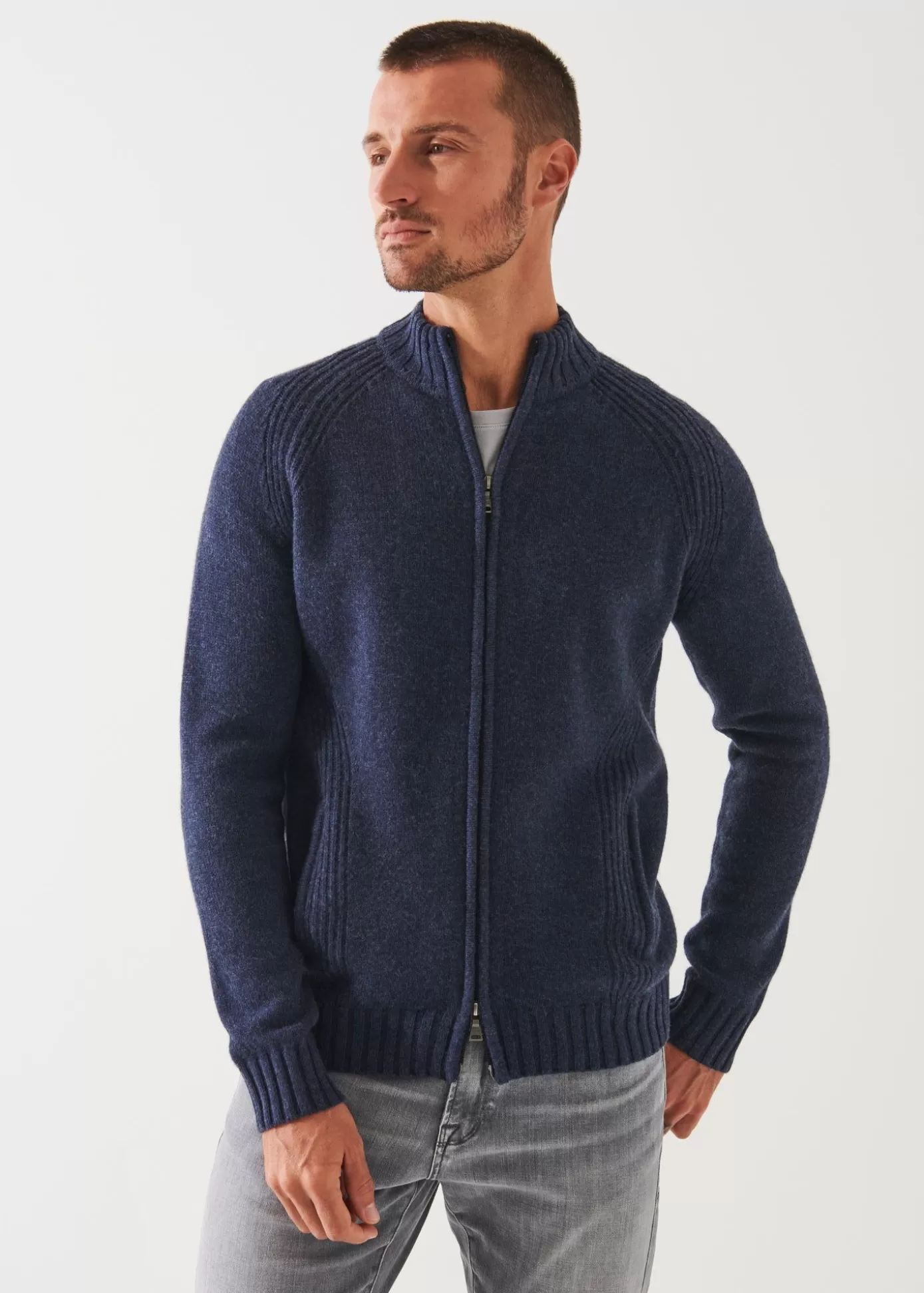 PATRICK ASSARAF Merino Raglan Zip Cardigan Fashion