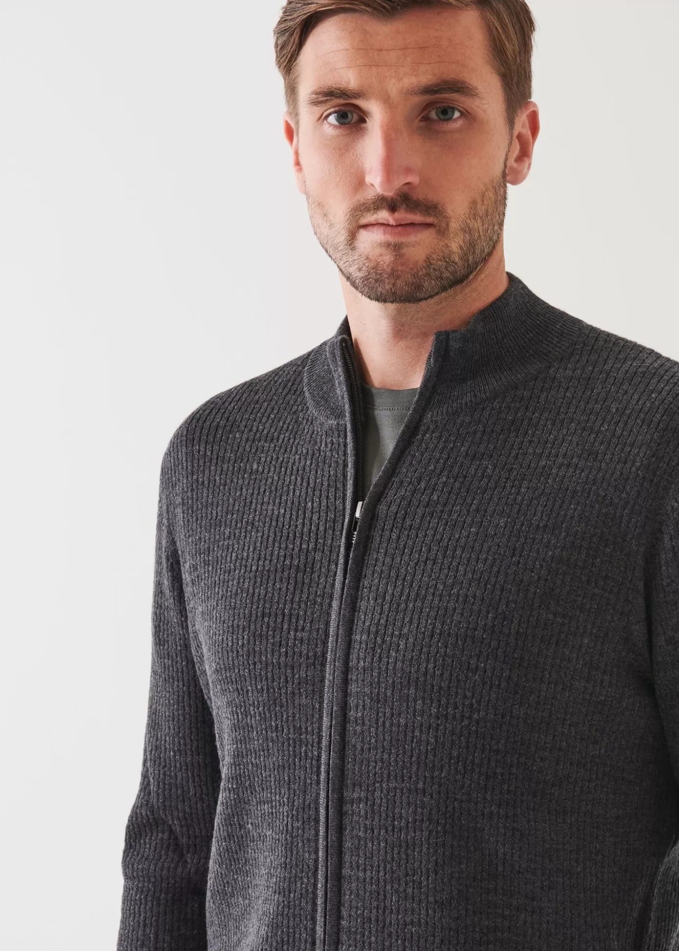 PATRICK ASSARAF Merino Waffle Full Zip Cardigan Best