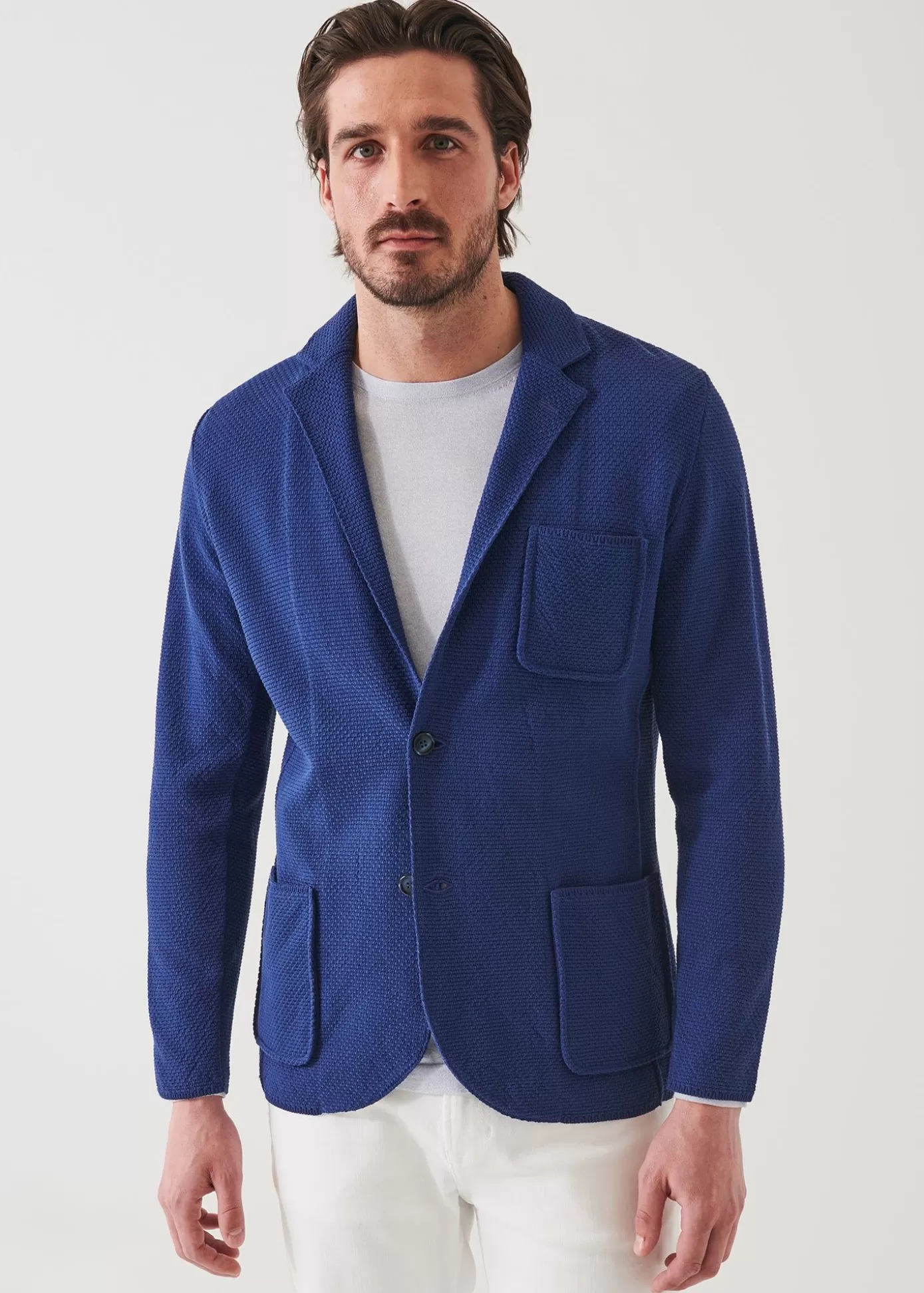 PATRICK ASSARAF Neat Textured Cotton Knit Blazer Discount