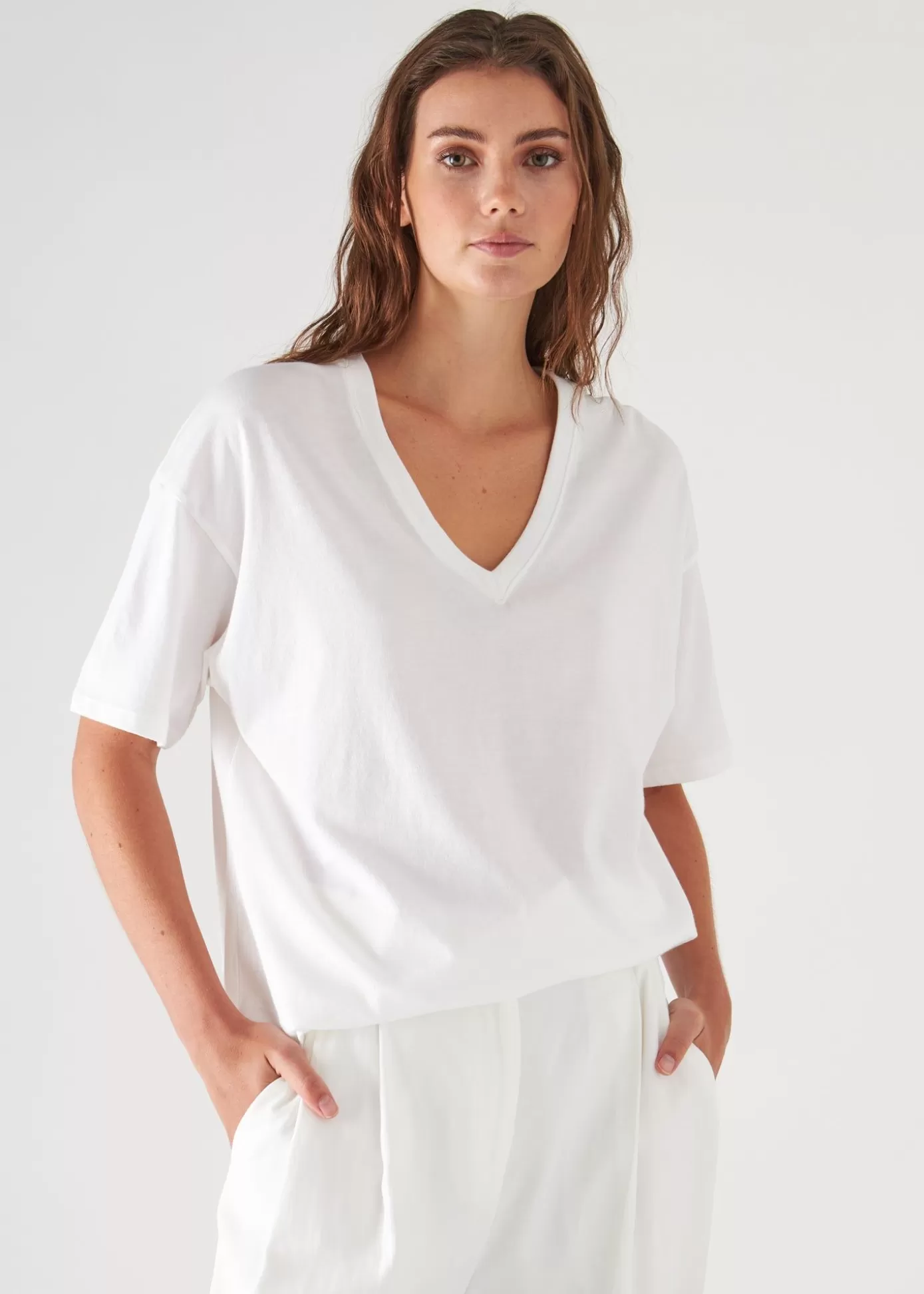 PATRICK ASSARAF Organic Pima Cotton Oversized V-Neck Outlet