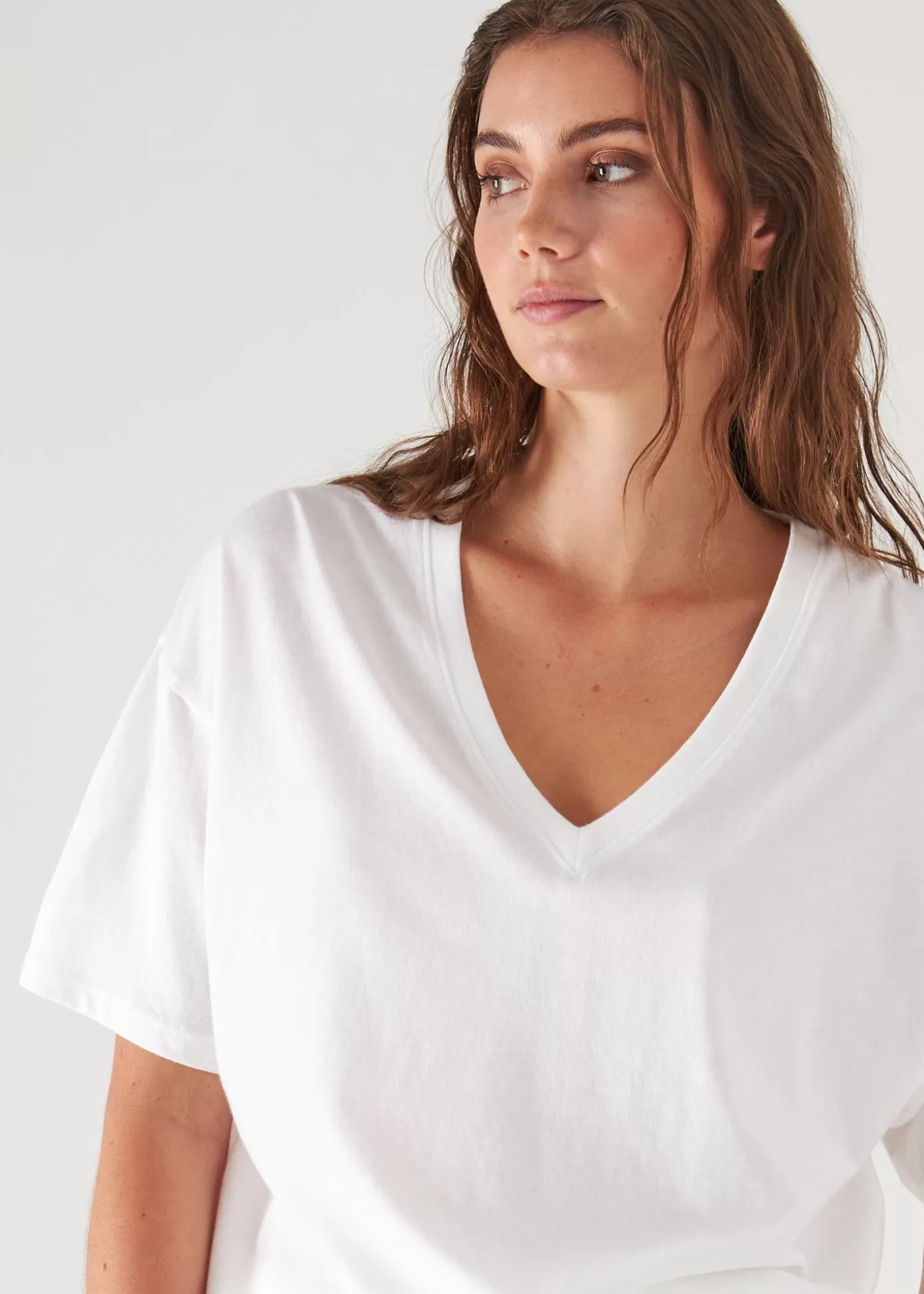 PATRICK ASSARAF Organic Pima Cotton Oversized V-Neck Outlet