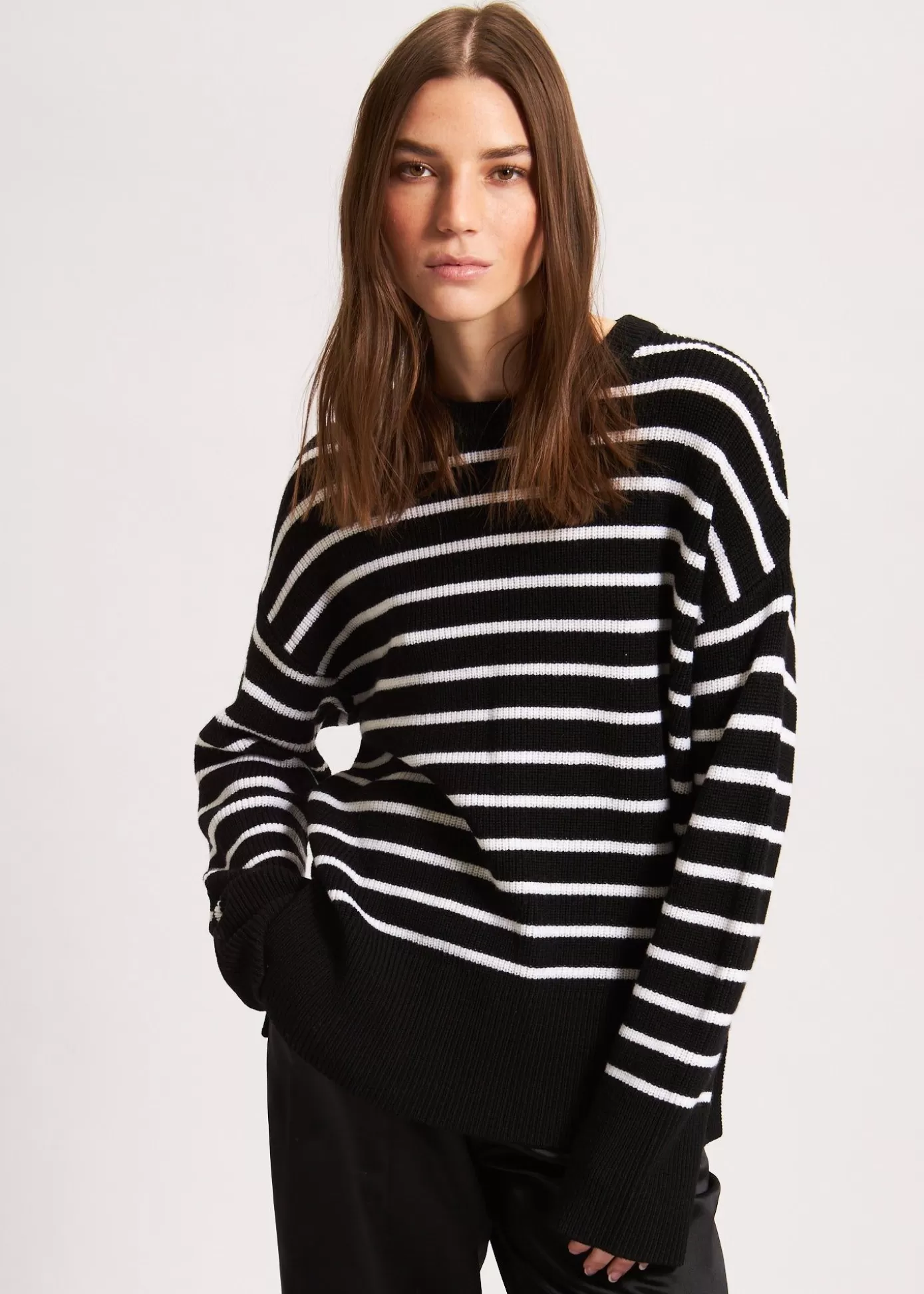 PATRICK ASSARAF Oversized Striped Crewneck Hot