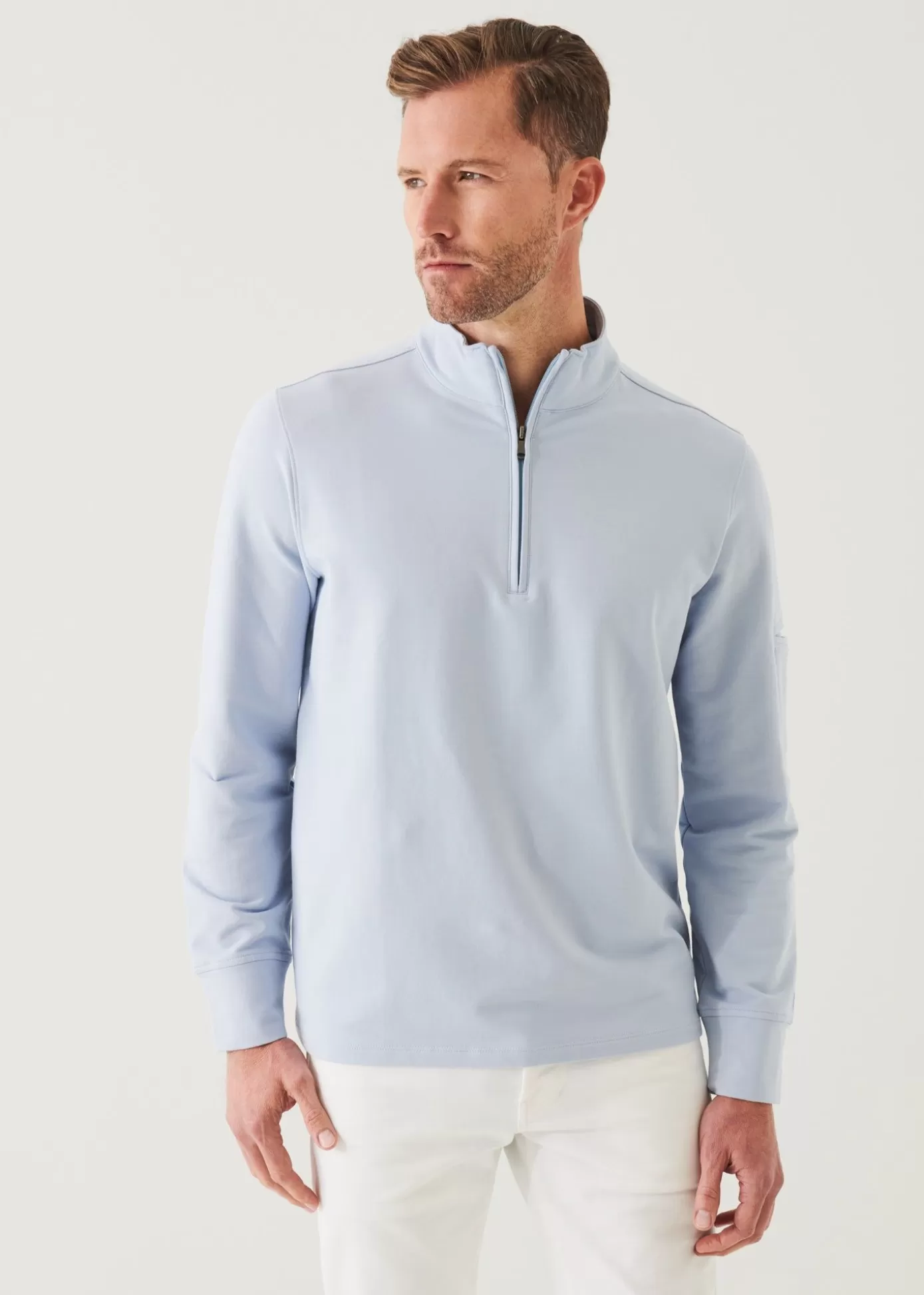 PATRICK ASSARAF Pima Cotton French Terry Quarter Zip Clearance