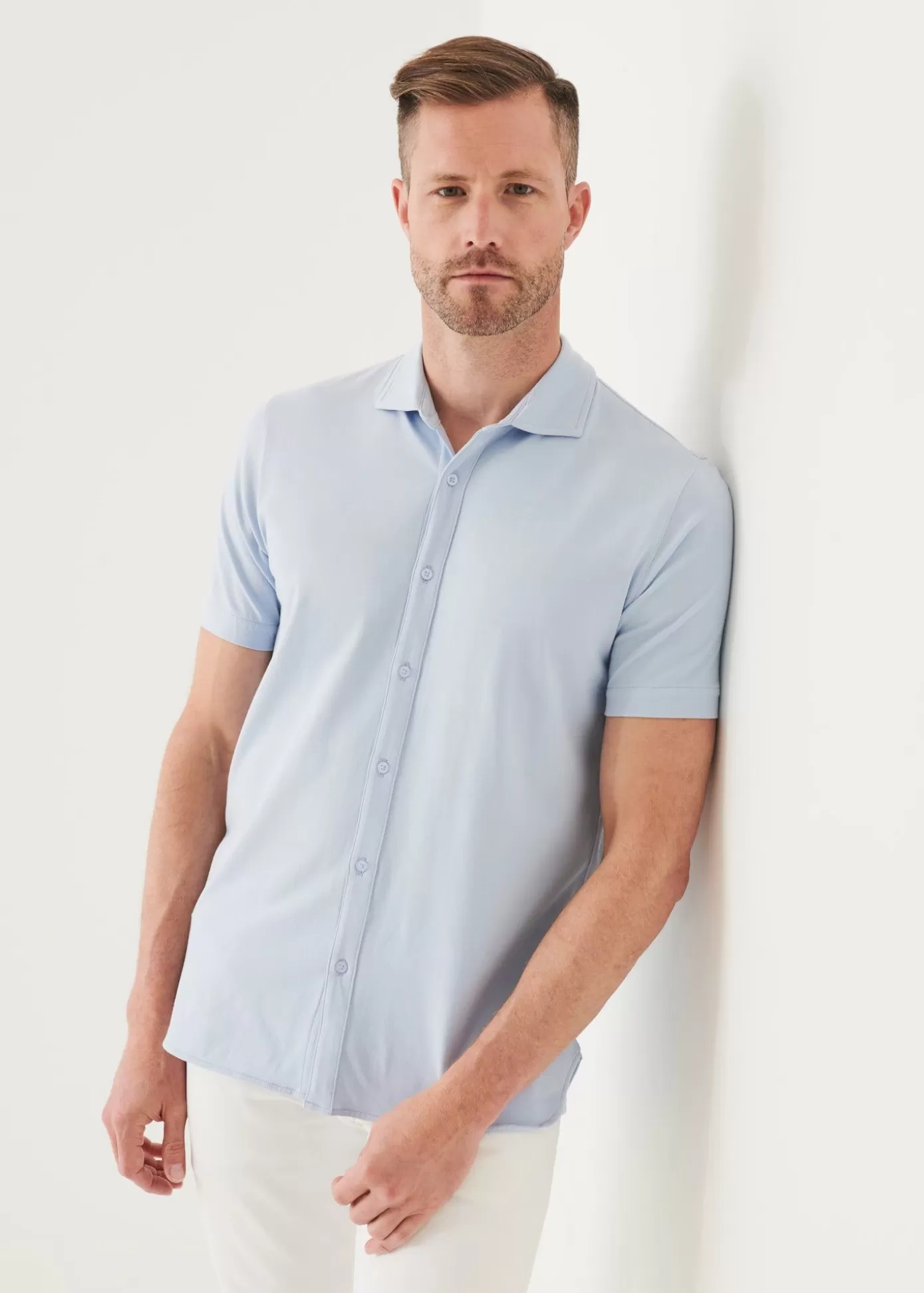 PATRICK ASSARAF Pima Cotton Stretch Button Front Shirt Store