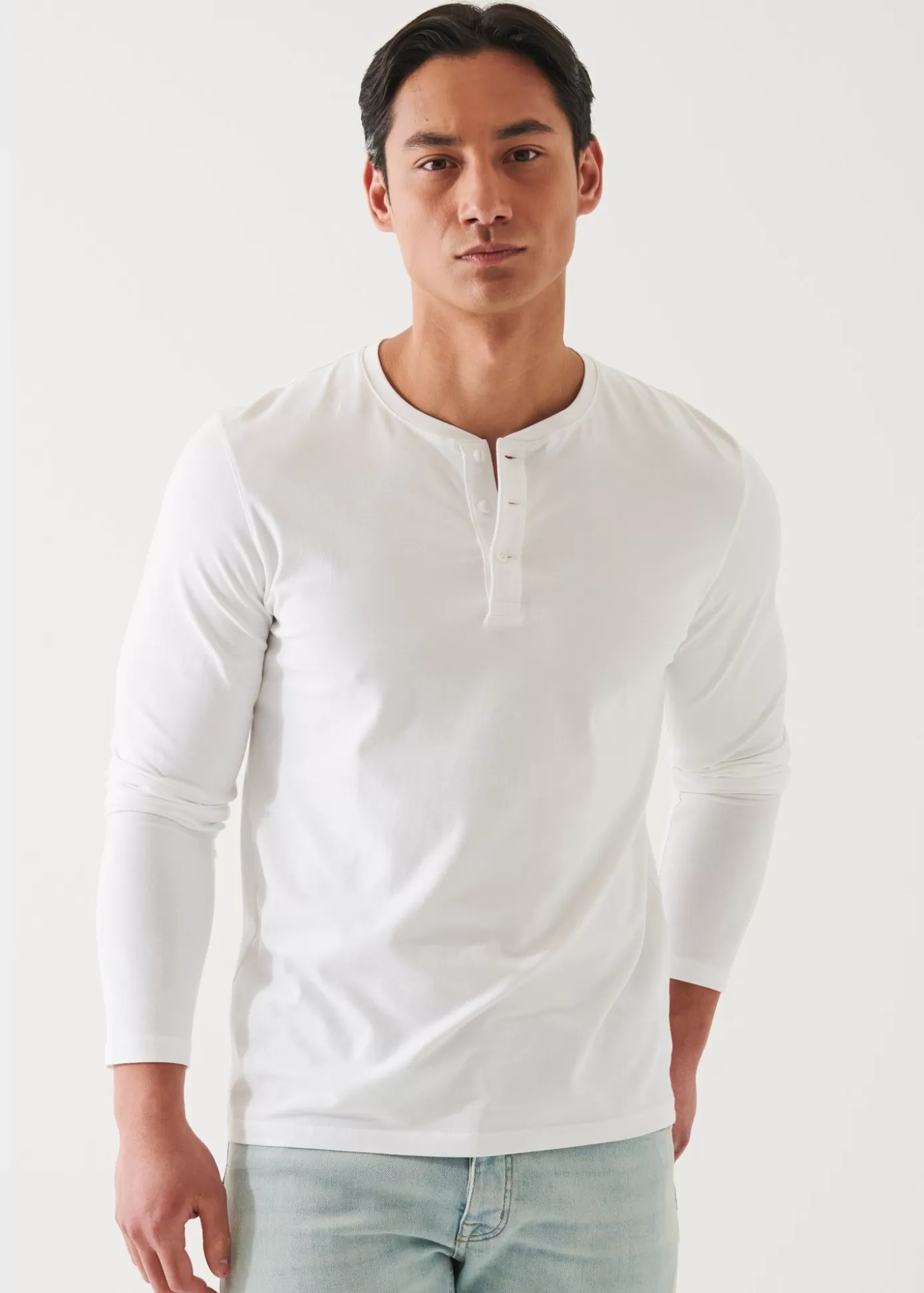 PATRICK ASSARAF Pima Cotton Stretch Henley Hot