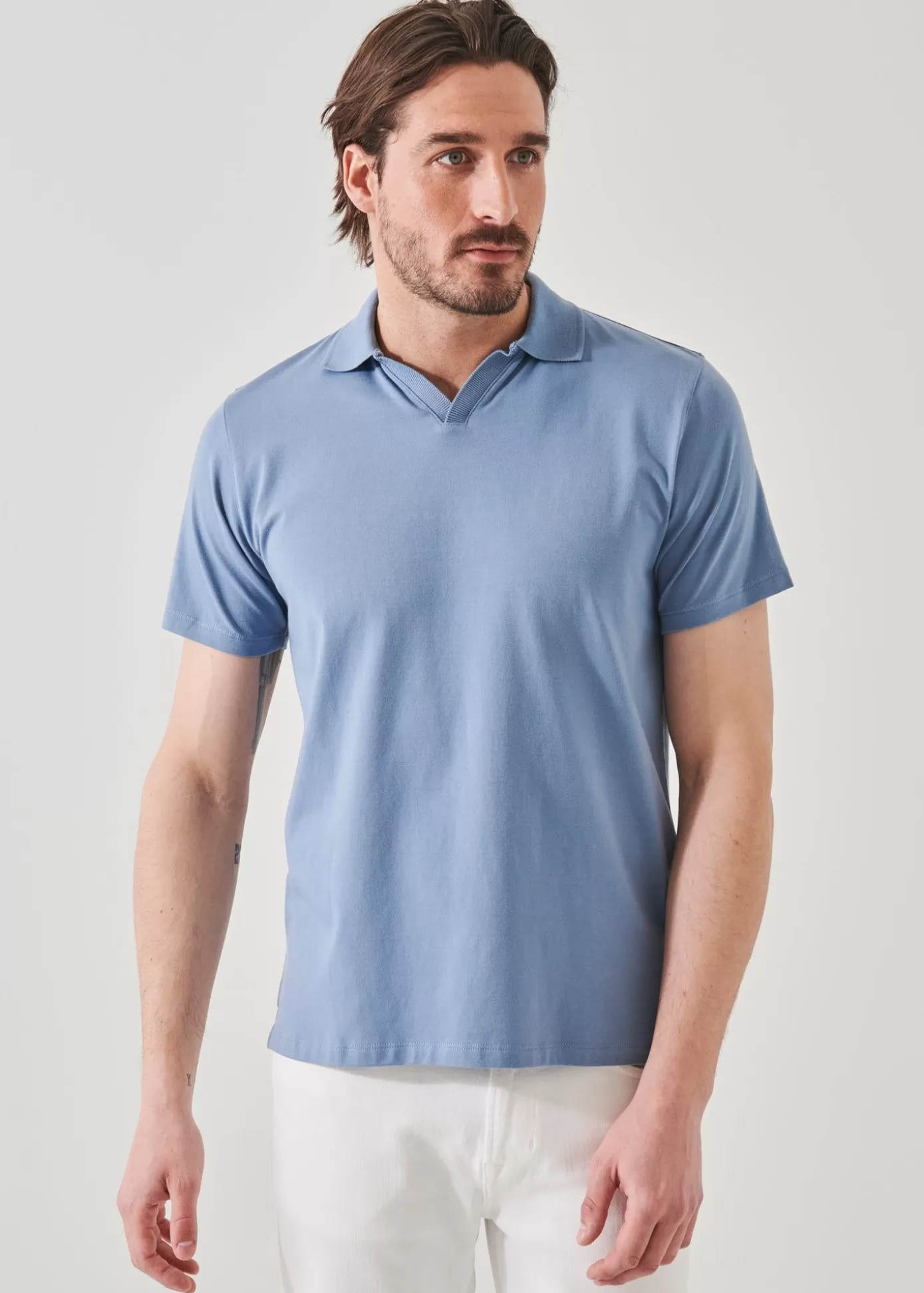 PATRICK ASSARAF Pima Cotton Stretch Open Polo Hot