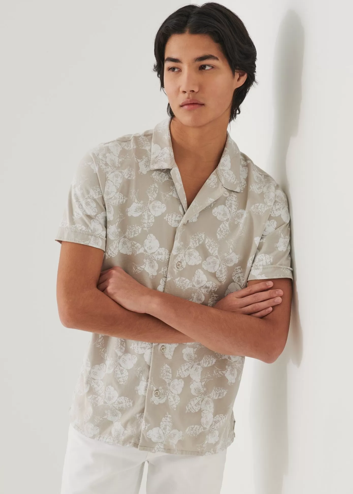 PATRICK ASSARAF Pima Cotton Stretch Printed Camp Shirt Store