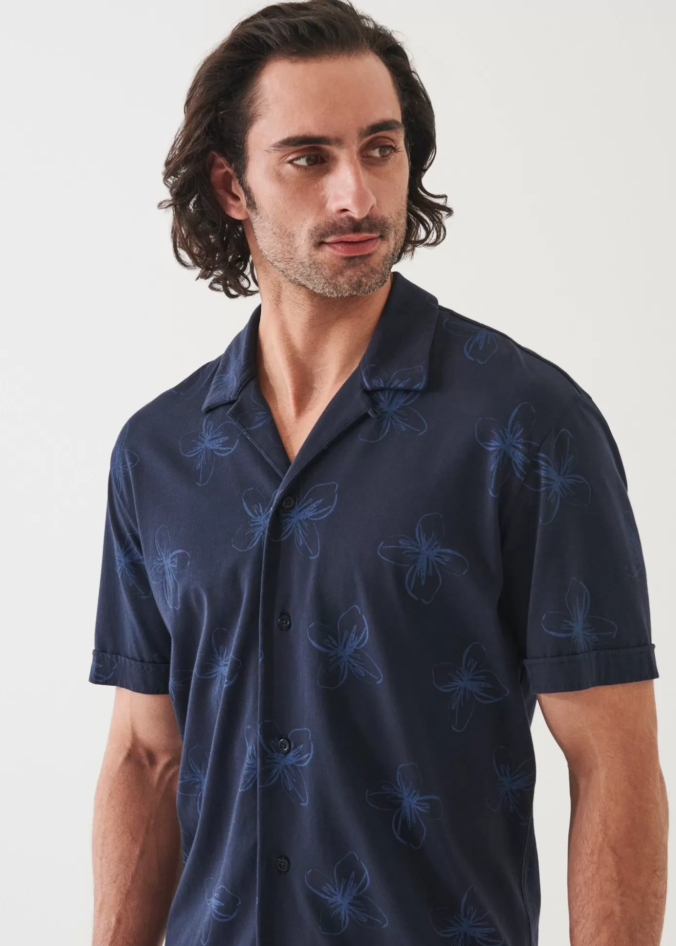 PATRICK ASSARAF Pima Cotton Stretch Printed Camp Shirt Cheap