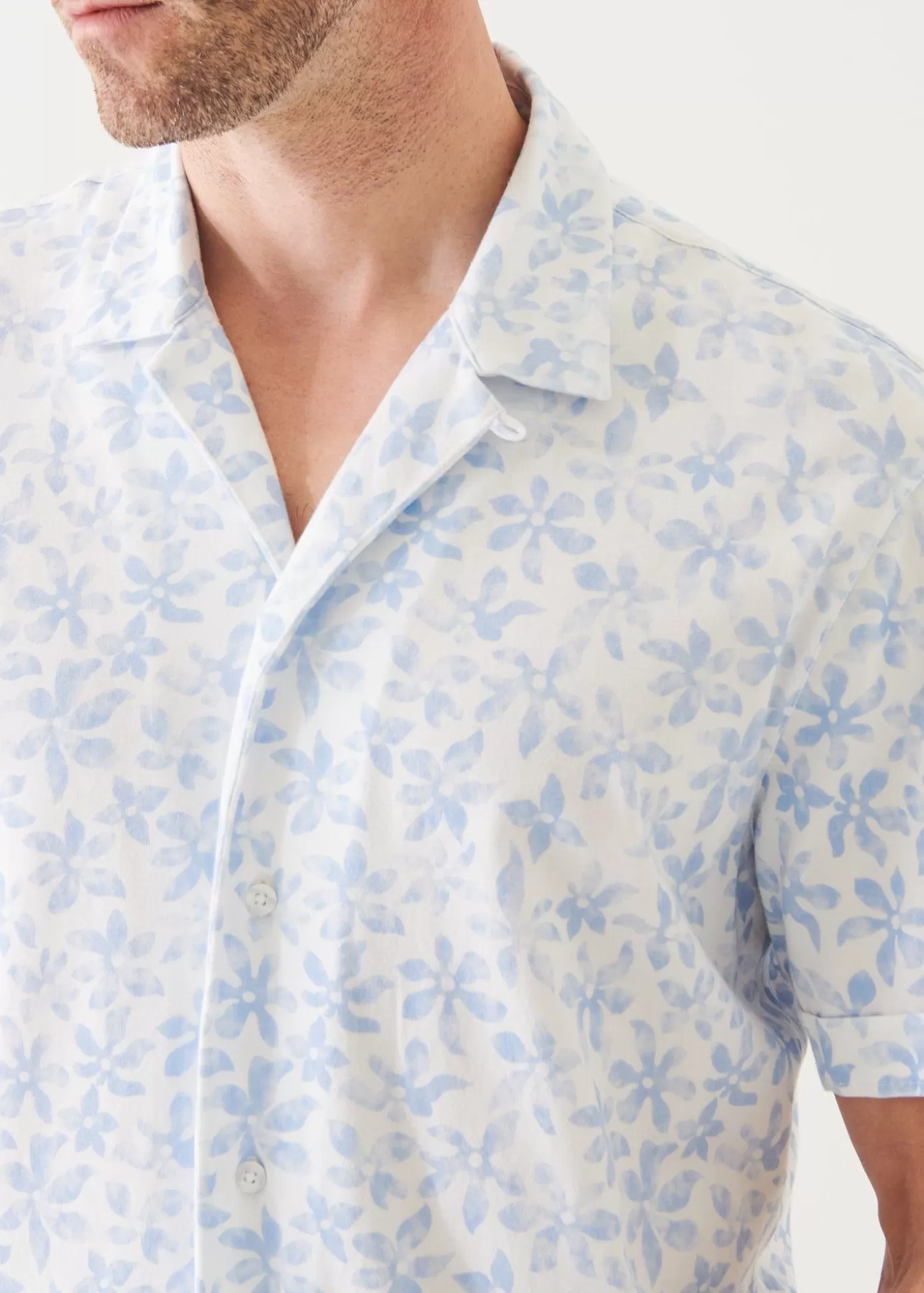 PATRICK ASSARAF Pima Cotton Stretch Printed Camp Shirt Sale