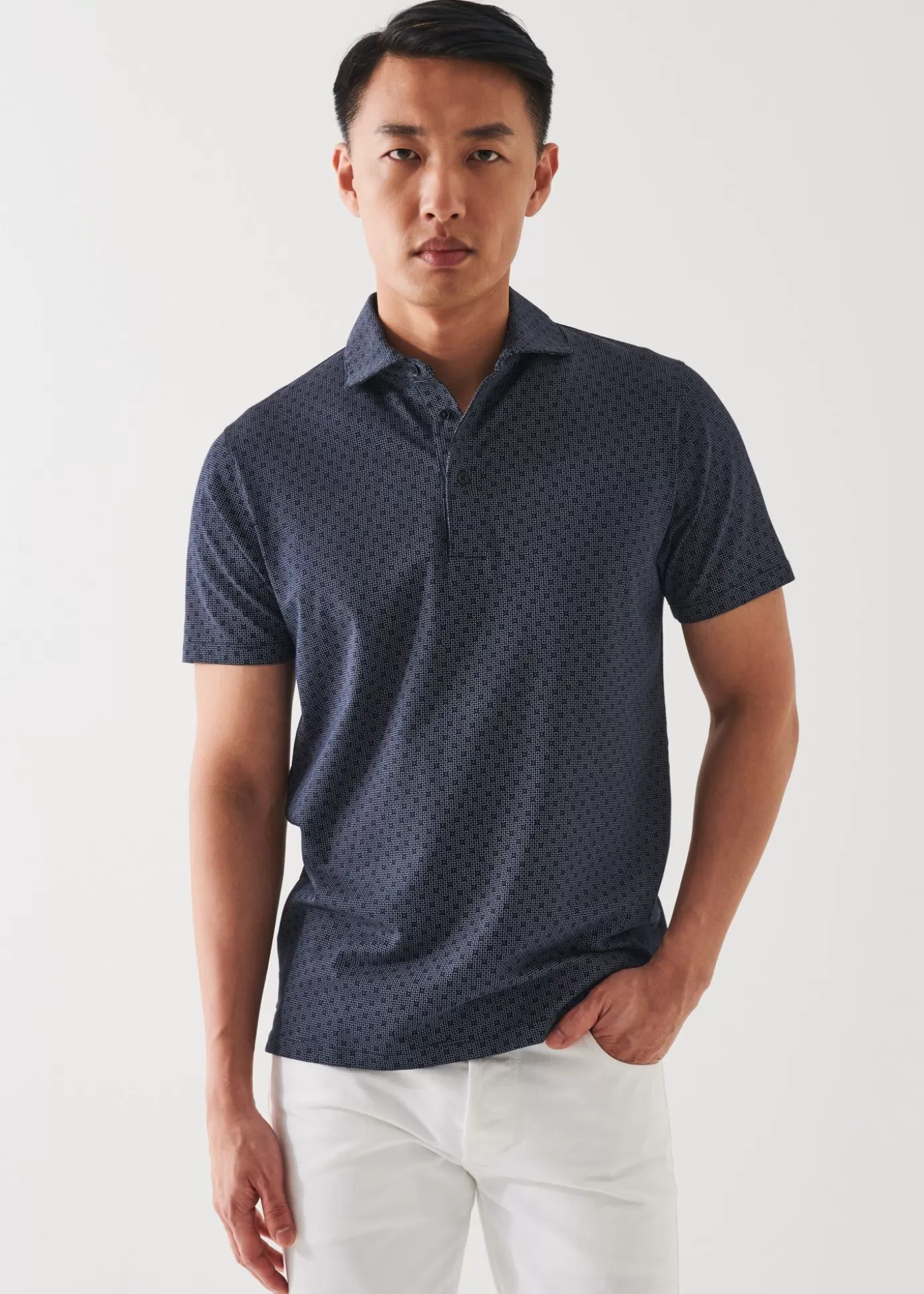 PATRICK ASSARAF Pima Cotton Stretch Printed Polo New