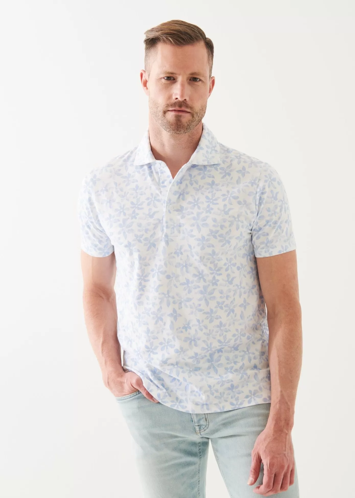 PATRICK ASSARAF Pima Cotton Stretch Printed Polo Shop