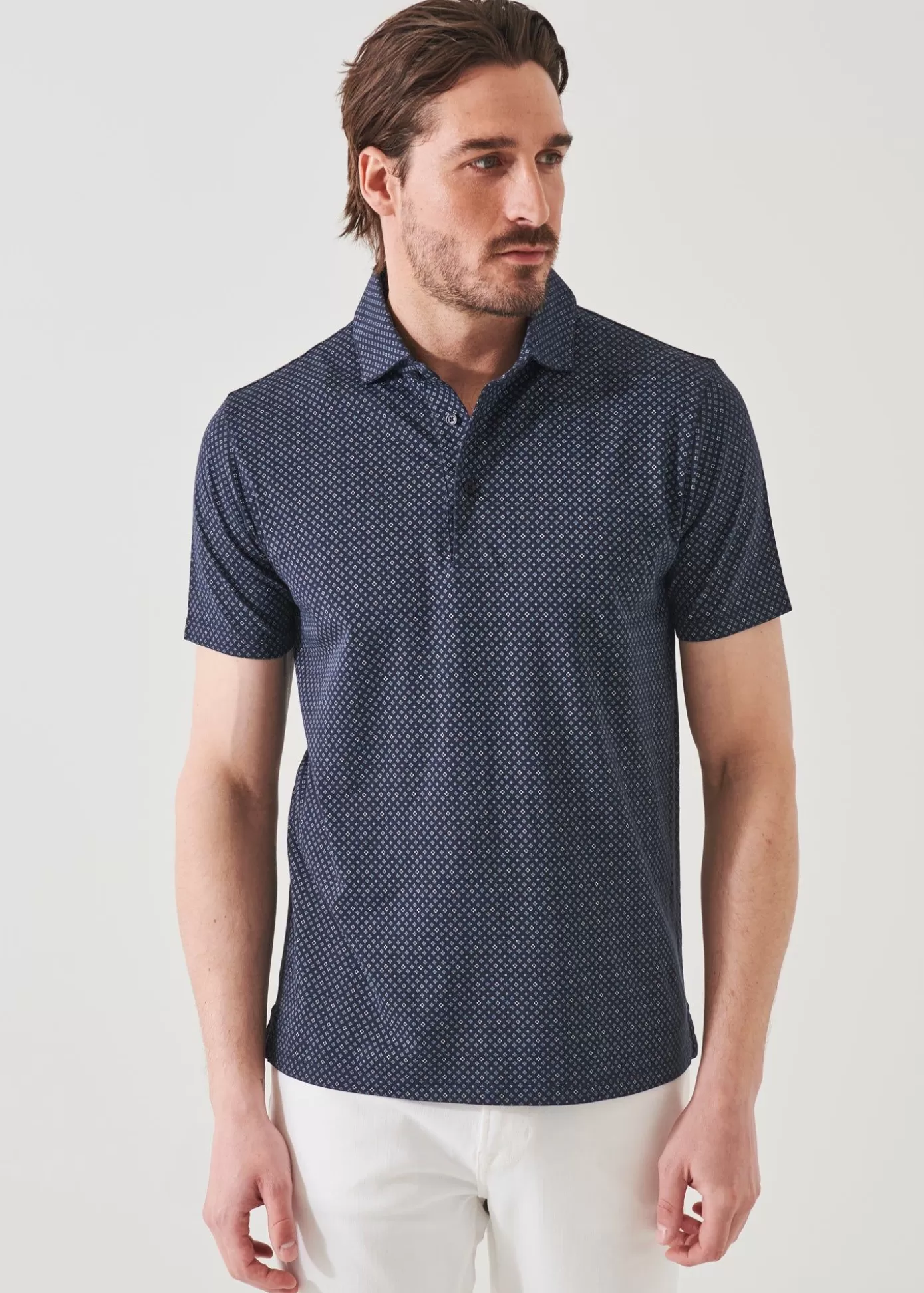 PATRICK ASSARAF Pima Cotton Stretch Printed Polo Discount