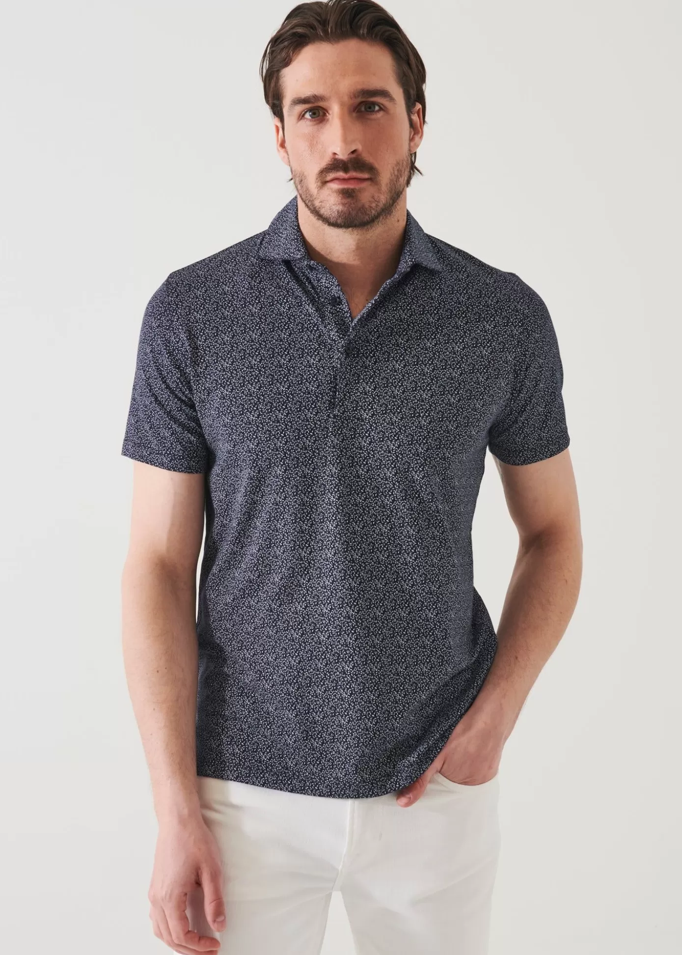 PATRICK ASSARAF Pima Cotton Stretch Printed Polo New