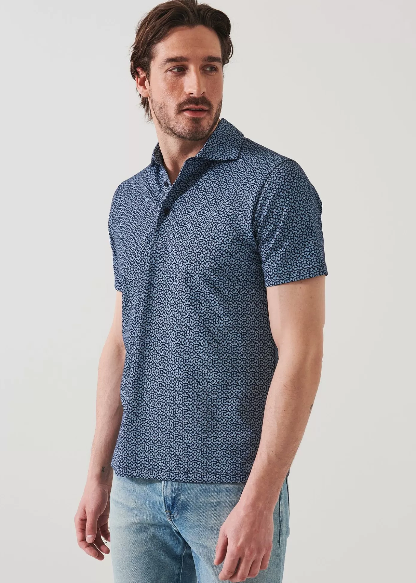 PATRICK ASSARAF Pima Cotton Stretch Printed Polo Cheap