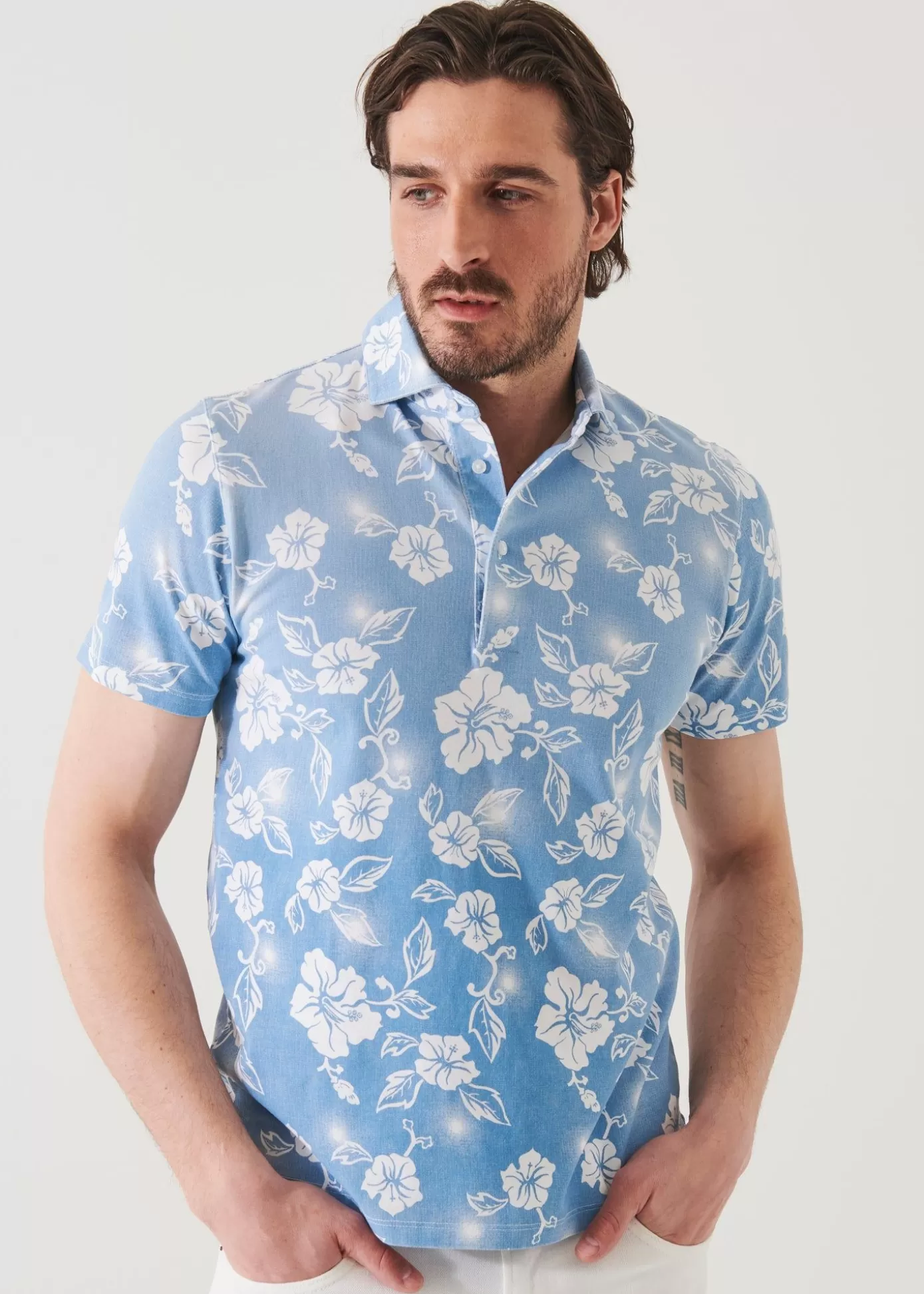 PATRICK ASSARAF Pima Cotton Stretch Printed Polo Sale