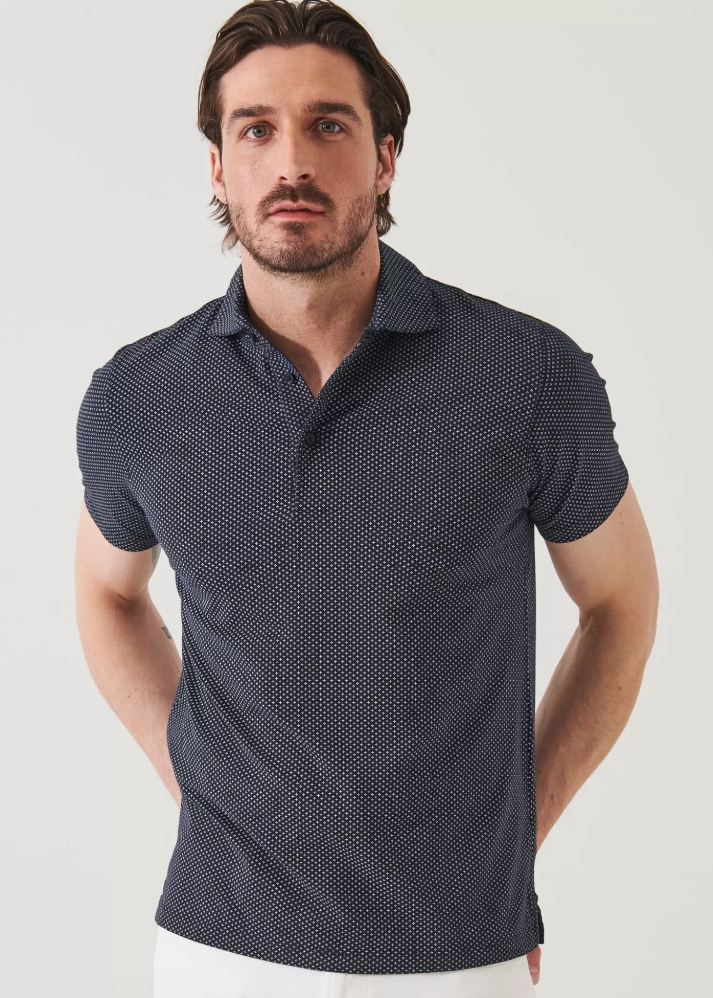 PATRICK ASSARAF Pima Cotton Stretch Printed Polo Shop