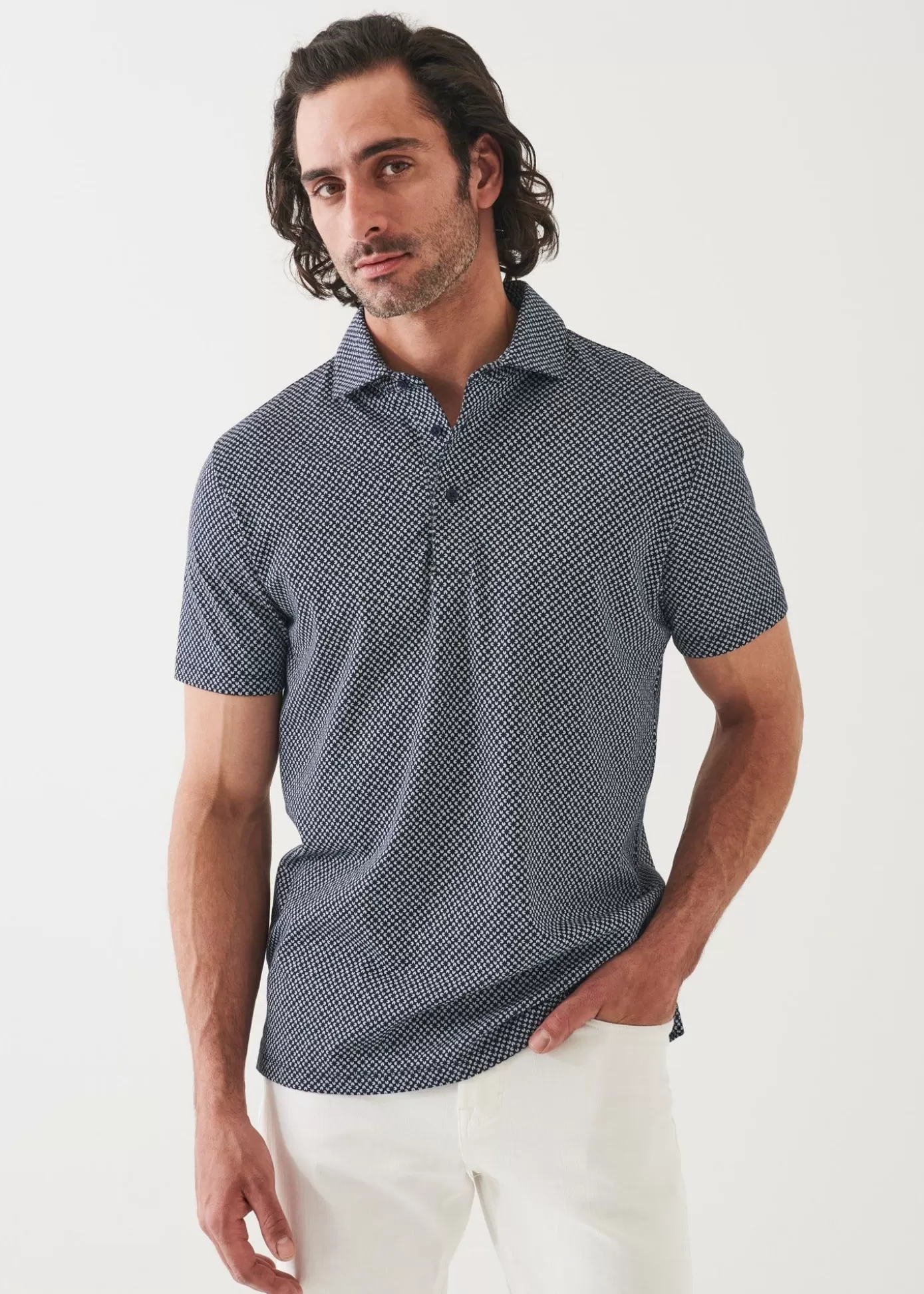 PATRICK ASSARAF Pima Cotton Stretch Printed Polo Best Sale