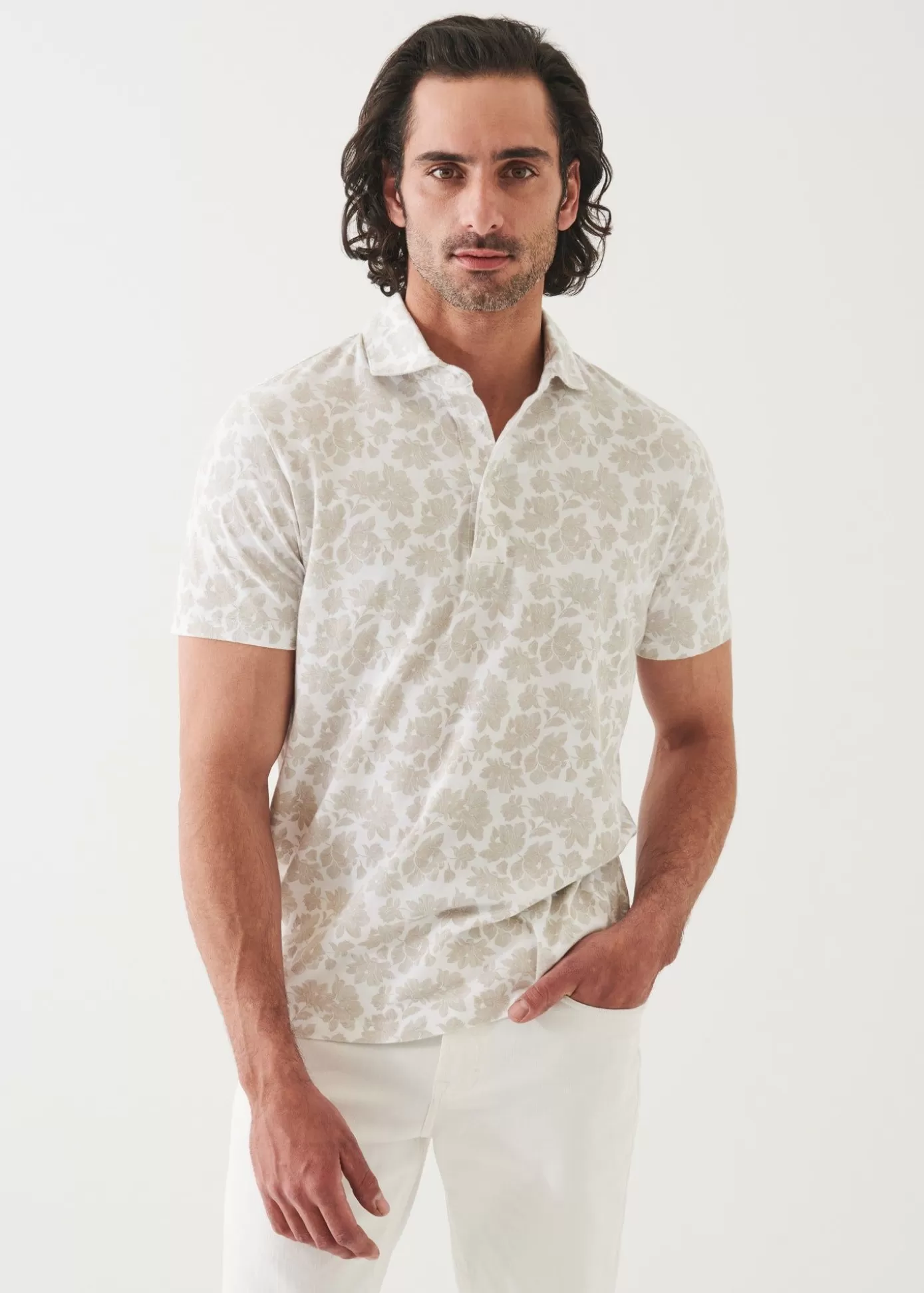 PATRICK ASSARAF Pima Cotton Stretch Printed Polo Hot