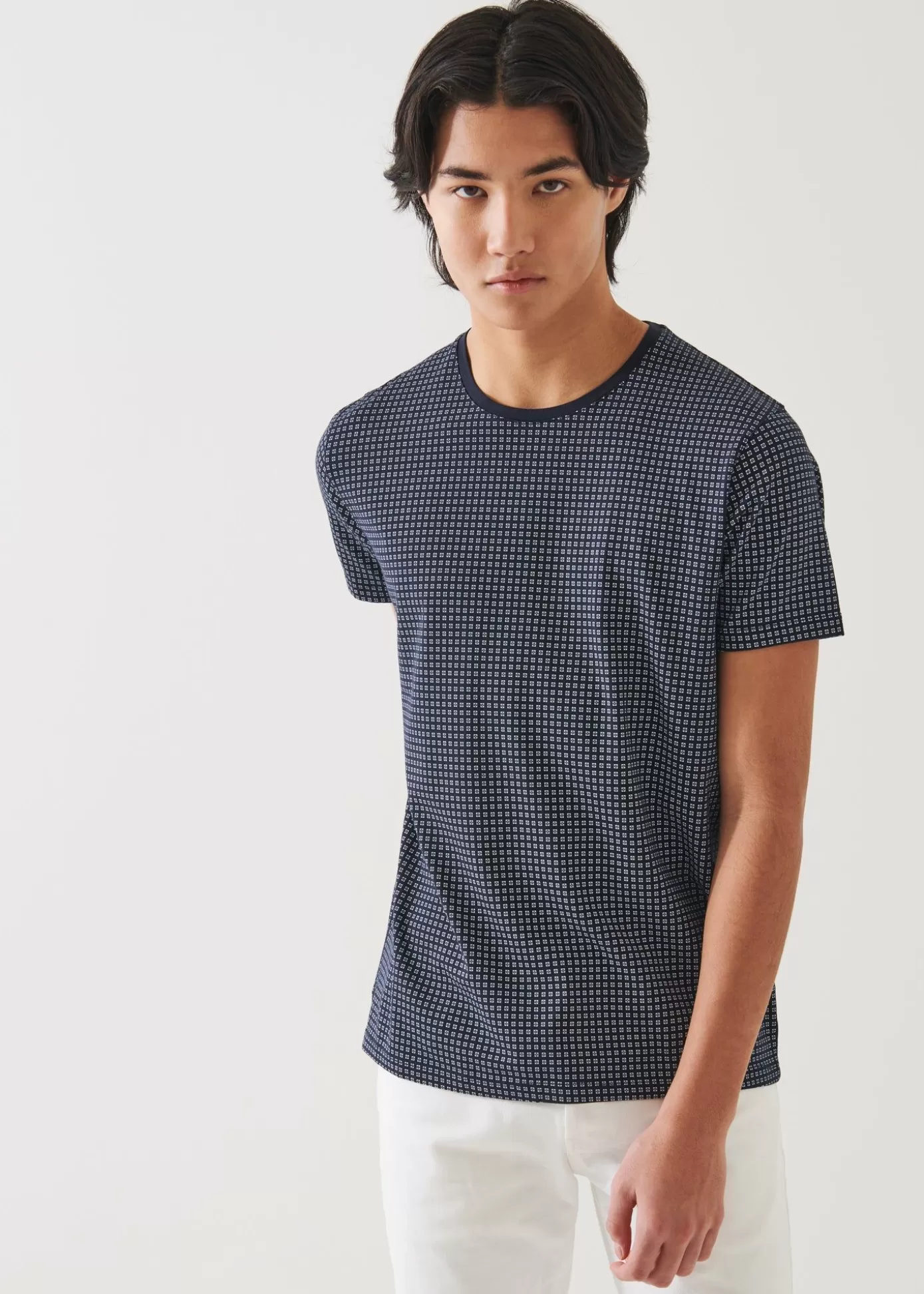 PATRICK ASSARAF Pima Cotton Stretch Printed T-Shirt Flash Sale