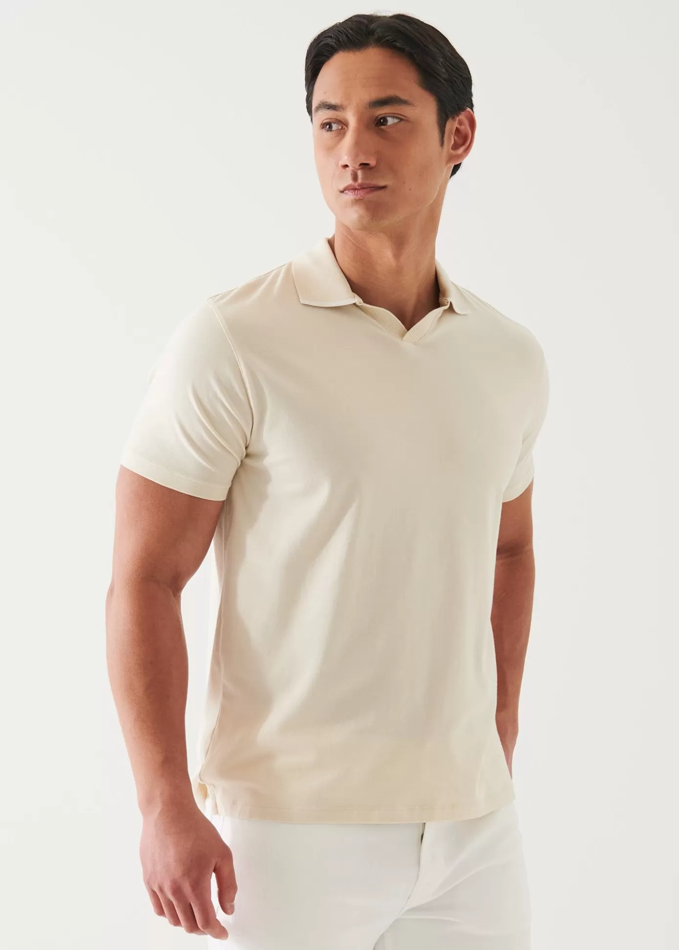 PATRICK ASSARAF Pima Cotton Stretch Tipped Open Polo Hot